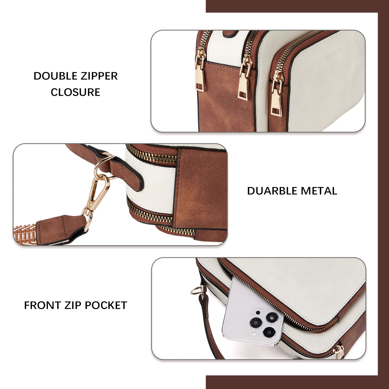 Crossbody Bags for Women Vegan Leather Purse Shoulder Handbags with Wide Strap - Image 8