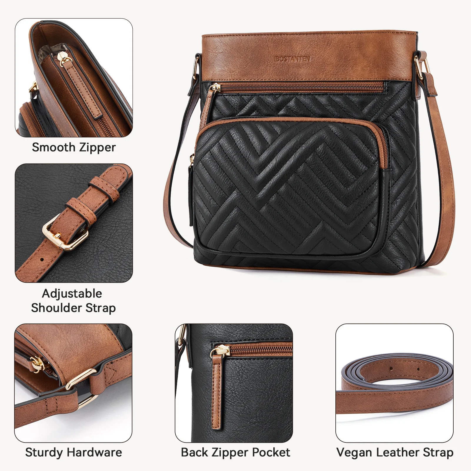 LOTTY Multi-Pocket Quilted Heart Crossbody Bag for Women - Image 11