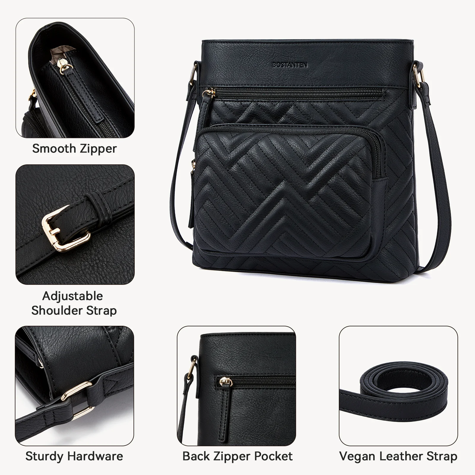 LOTTY Multi-Pocket Quilted Heart Crossbody Bag for Women - Image 25