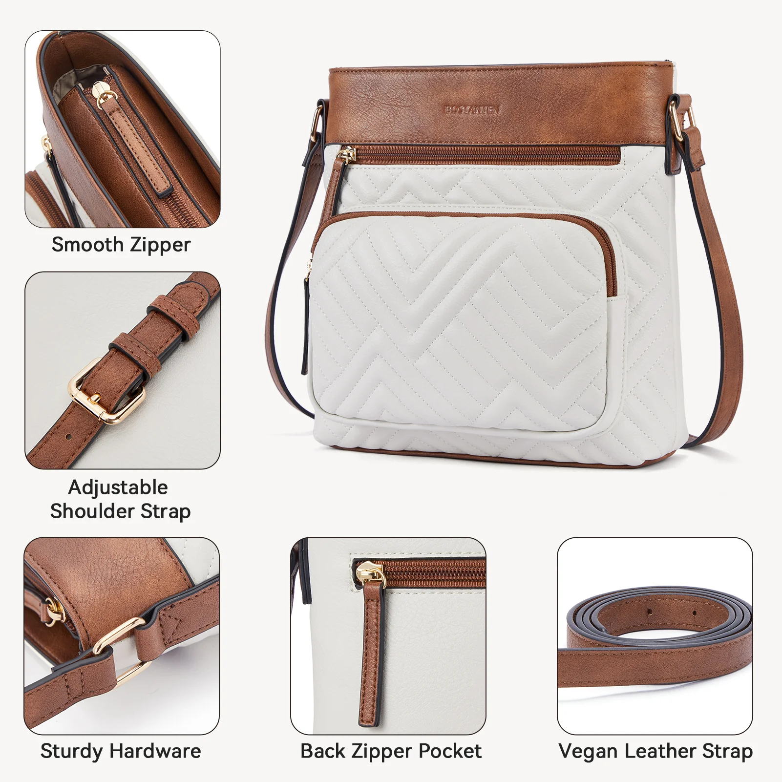 LOTTY Multi-Pocket Quilted Heart Crossbody Bag for Women - Image 4