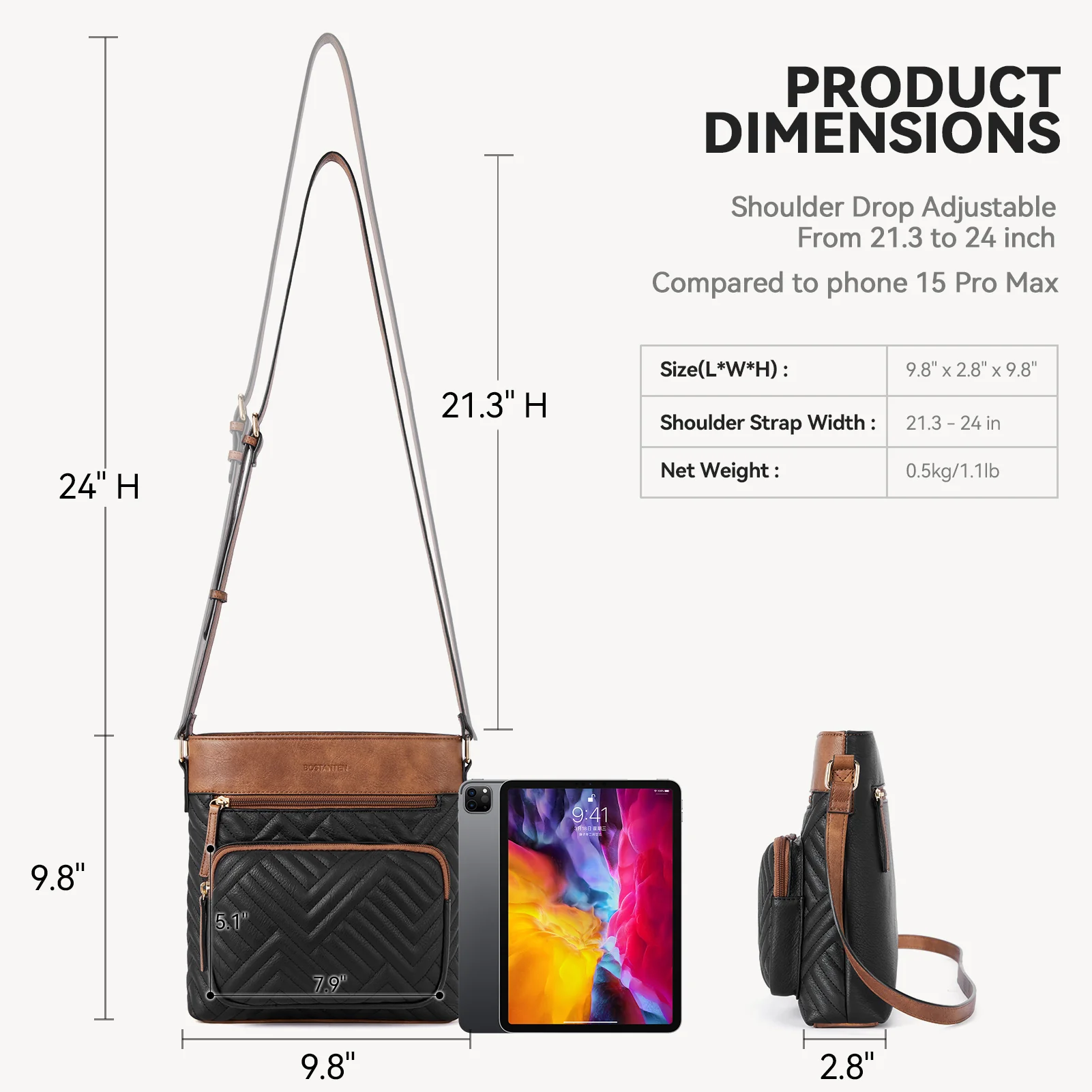 LOTTY Multi-Pocket Quilted Heart Crossbody Bag for Women - Image 9