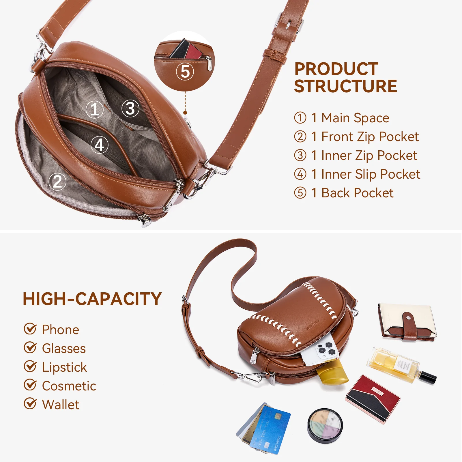 Harper Jones Baseball Stitch Crossbody – Baseball Fans Gifts - Image 24