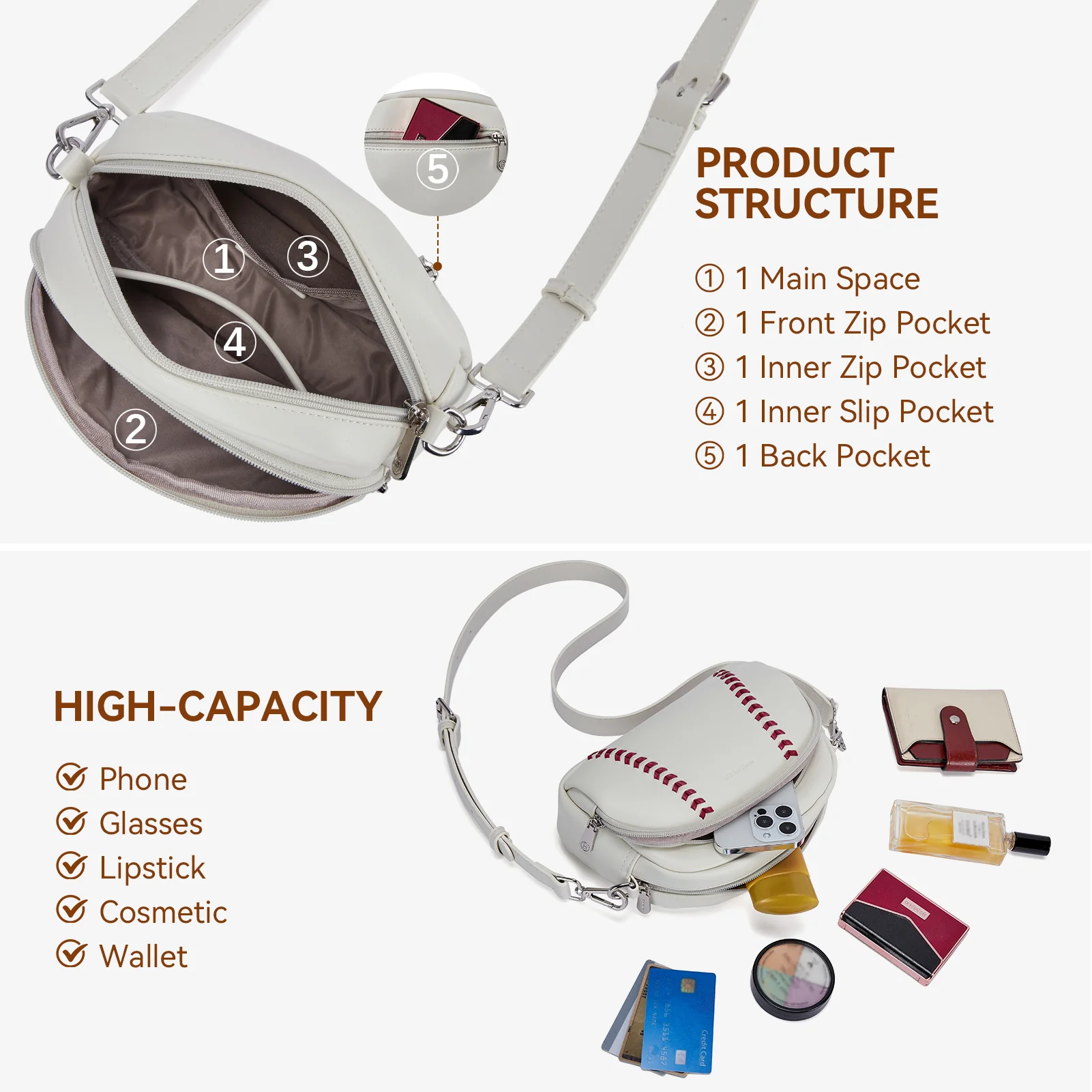 Harper Jones Baseball Stitch Crossbody – Baseball Fans Gifts - Image 5