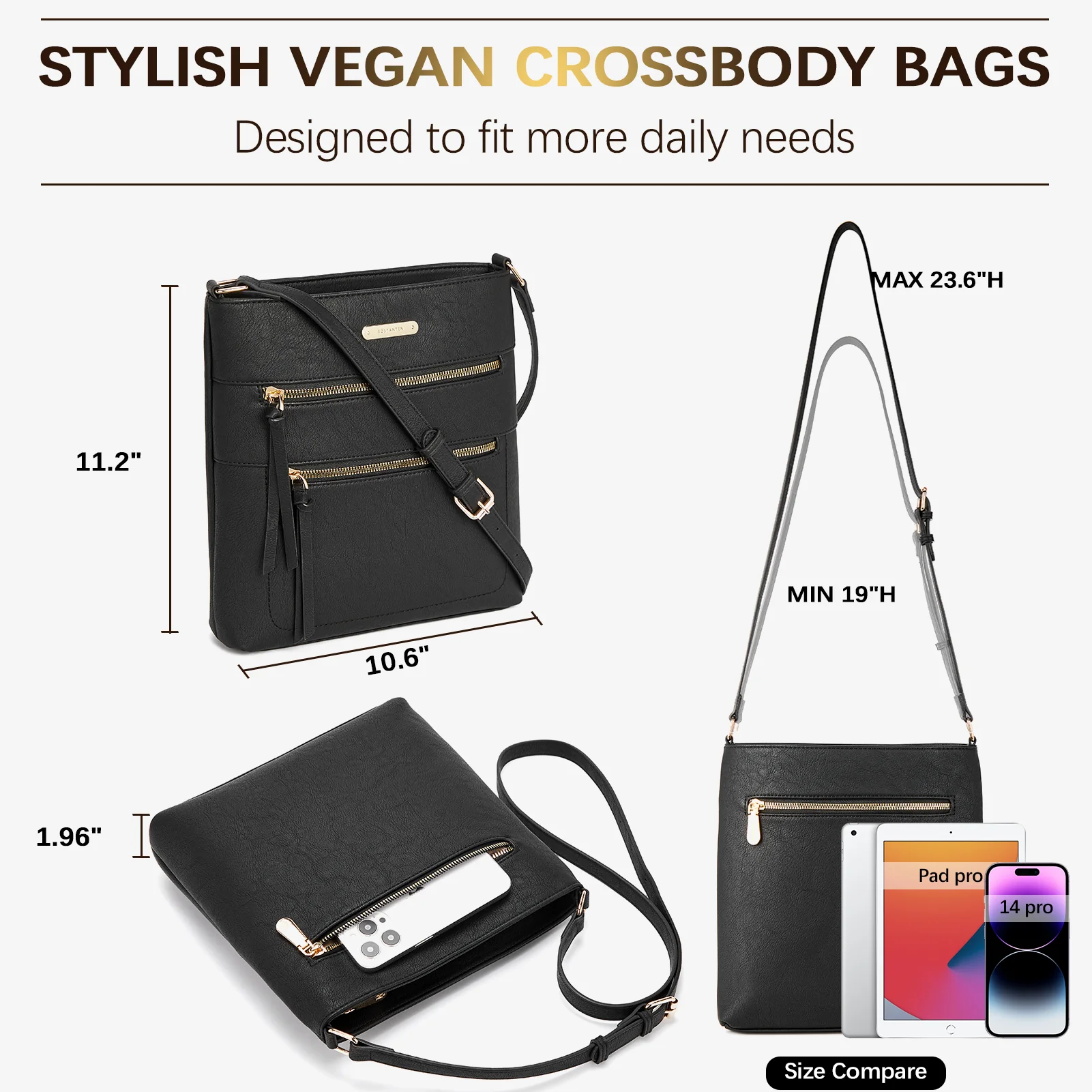 Lotty Chic and Versatile Vegan Leather Casual Satchel Bag - Crossbody Shoulder Bag Purse - Image 10