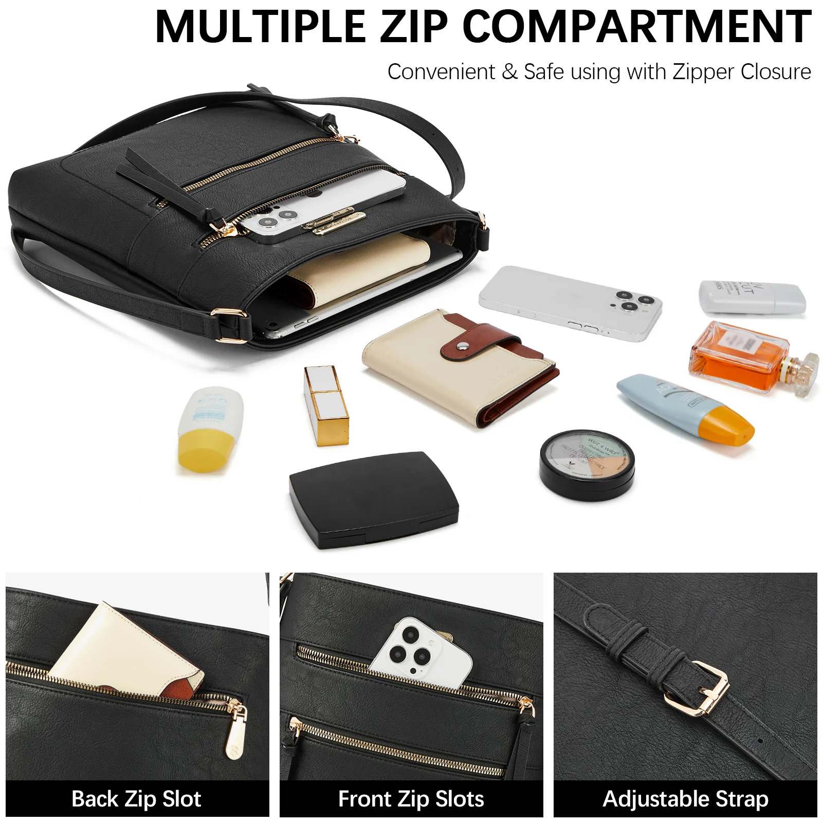 Lotty Chic and Versatile Vegan Leather Casual Satchel Bag - Crossbody Shoulder Bag Purse - Image 12