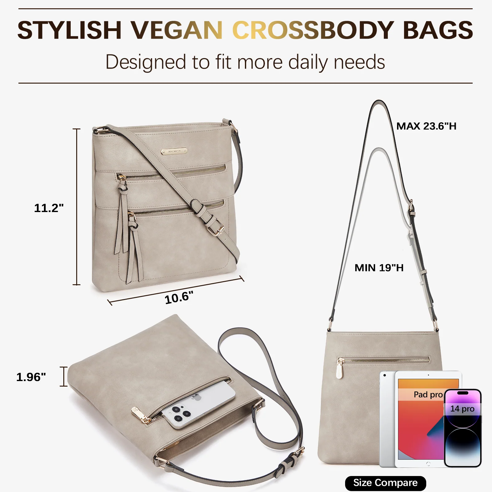 Lotty Chic and Versatile Vegan Leather Casual Satchel Bag - Crossbody Shoulder Bag Purse - Image 23