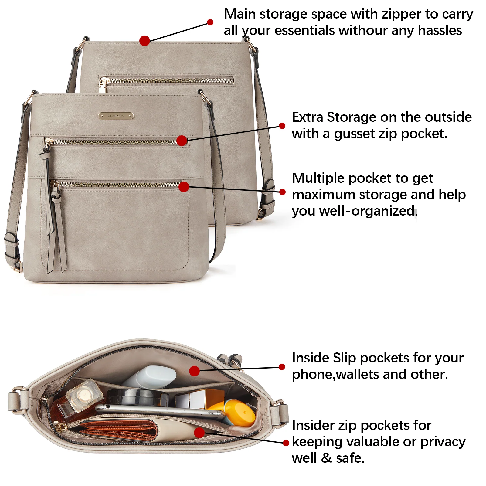 Lotty Chic and Versatile Vegan Leather Casual Satchel Bag - Crossbody Shoulder Bag Purse - Image 25
