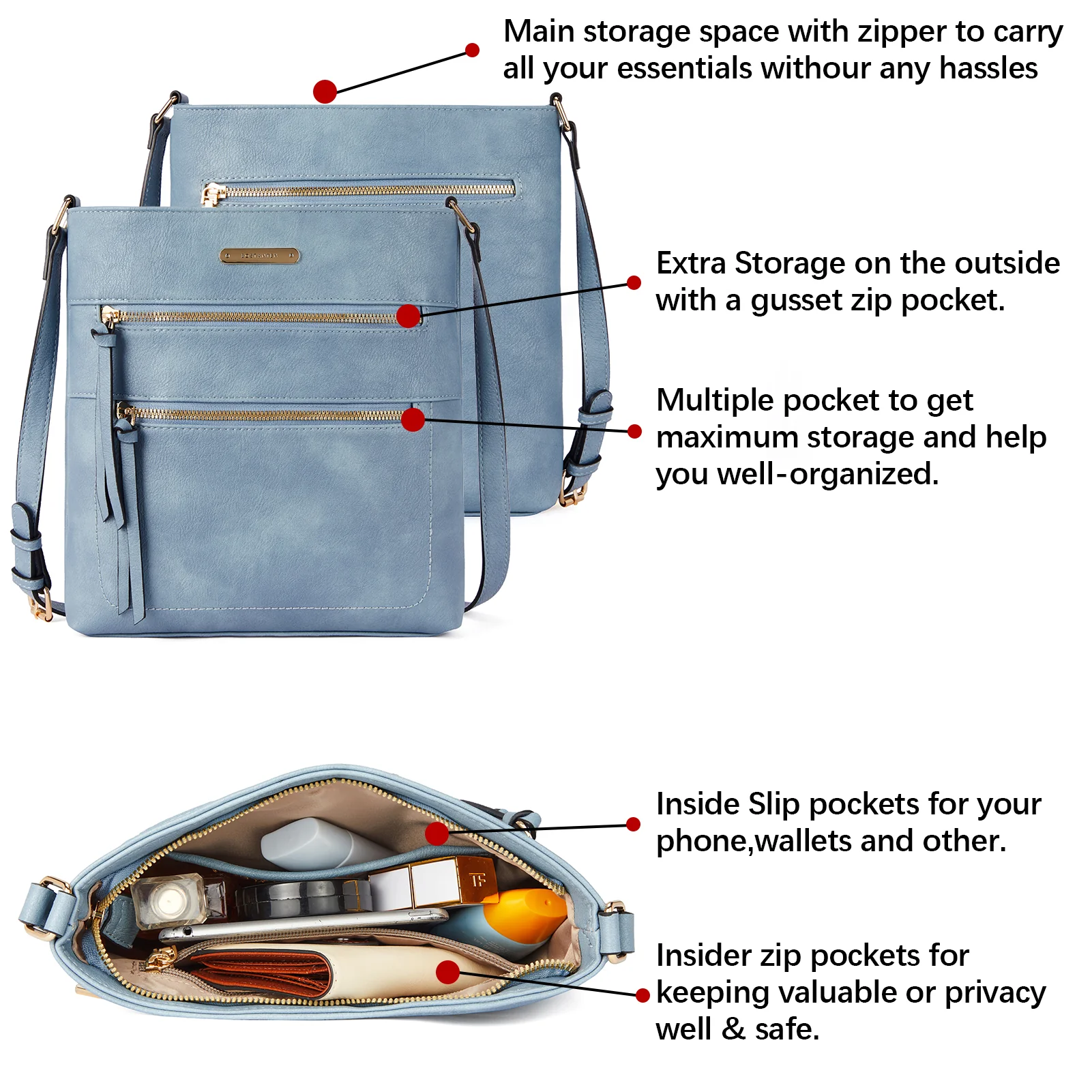 Lotty Chic and Versatile Vegan Leather Casual Satchel Bag - Crossbody Shoulder Bag Purse - Image 36