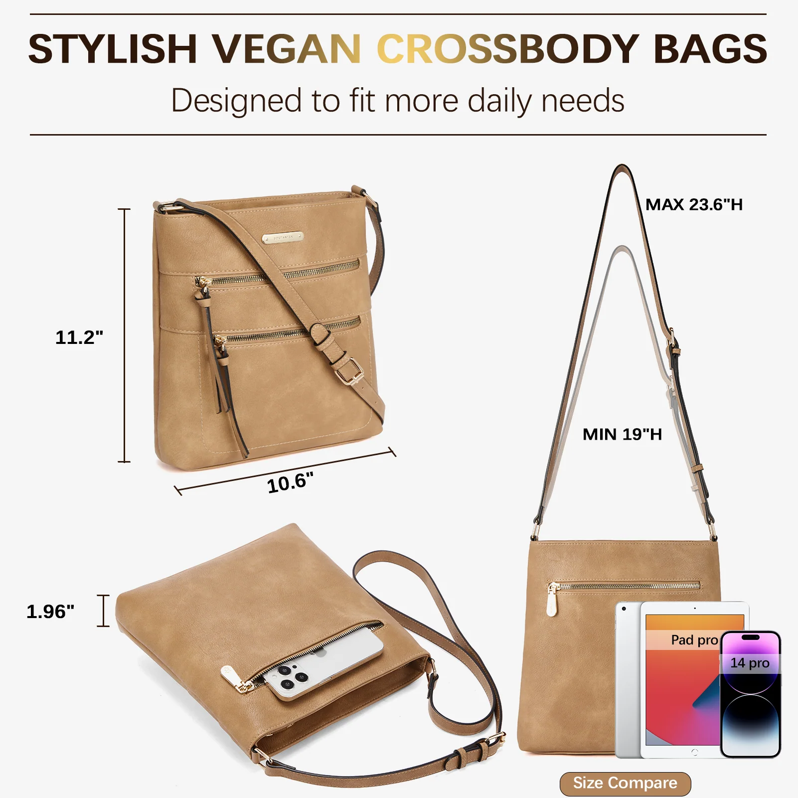 Lotty Chic and Versatile Vegan Leather Casual Satchel Bag - Crossbody Shoulder Bag Purse - Image 40
