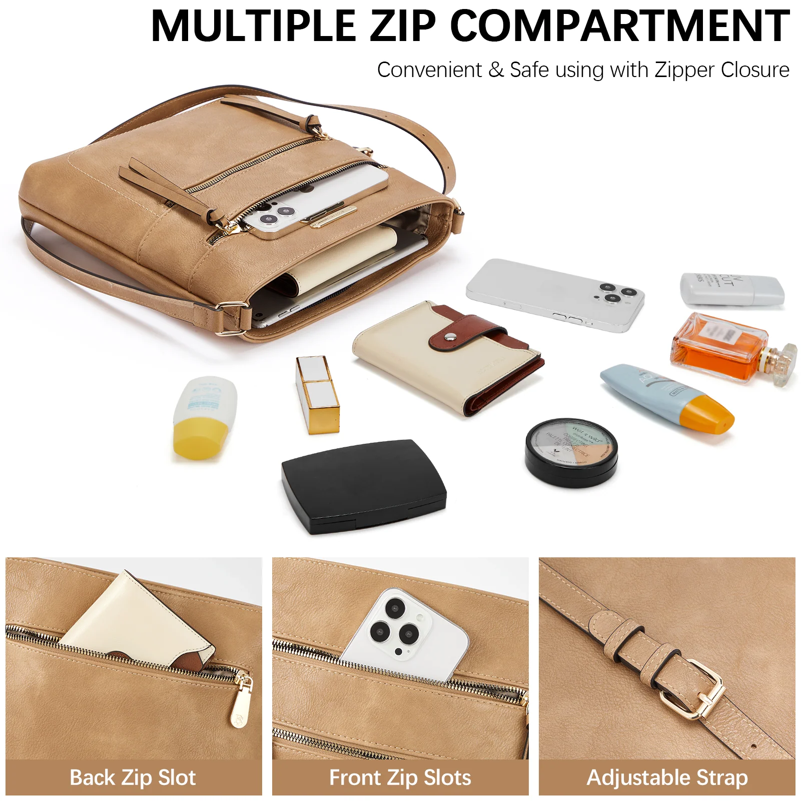 Lotty Chic and Versatile Vegan Leather Casual Satchel Bag - Crossbody Shoulder Bag Purse - Image 42