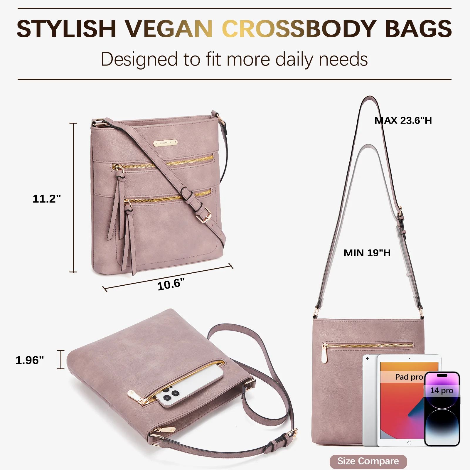 Lotty Chic and Versatile Vegan Leather Casual Satchel Bag - Crossbody Shoulder Bag Purse - Image 45