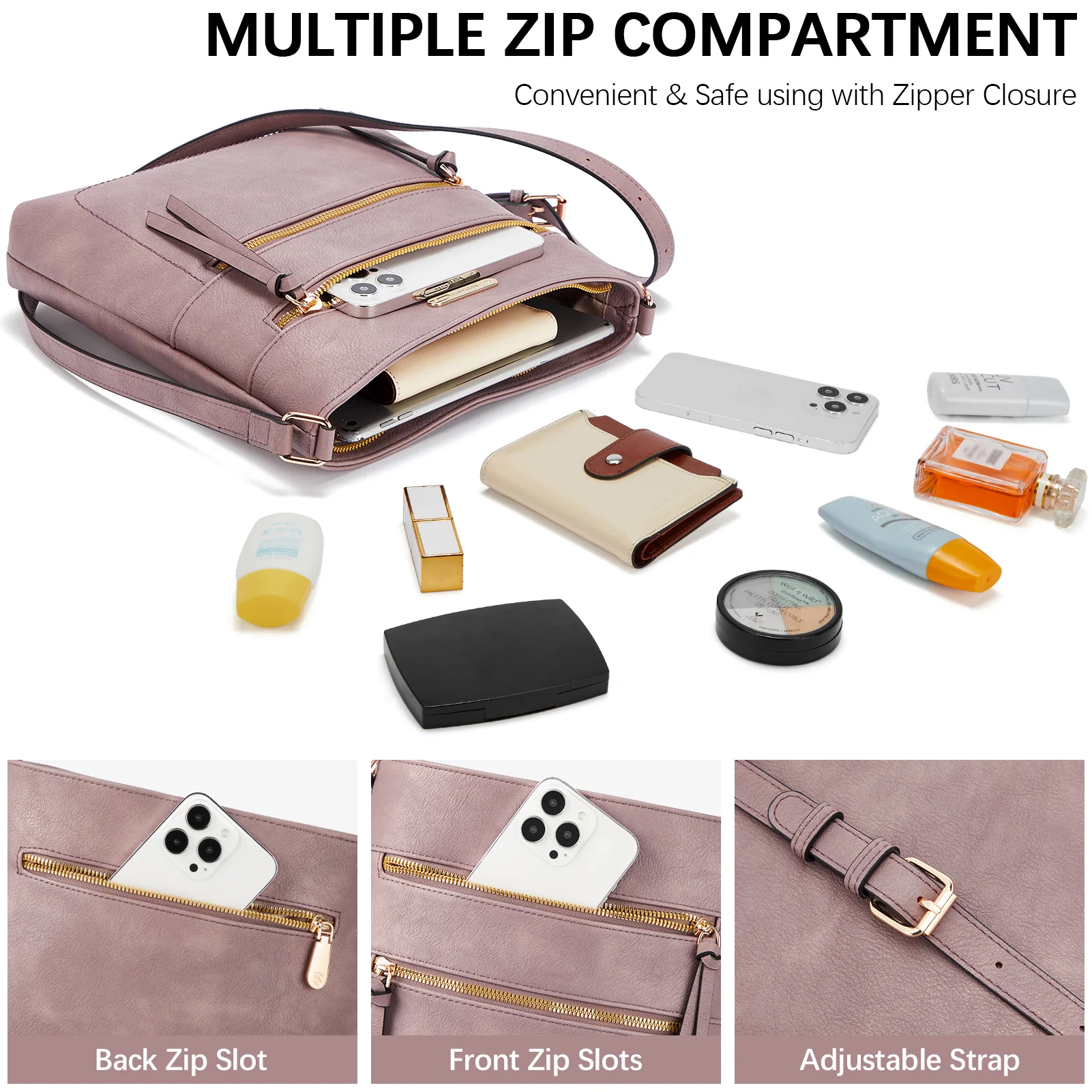 Lotty Chic and Versatile Vegan Leather Casual Satchel Bag - Crossbody Shoulder Bag Purse - Image 47