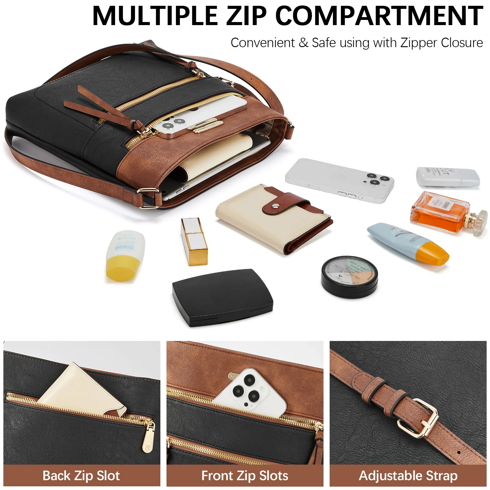 Lotty Chic and Versatile Vegan Leather Casual Satchel Bag - Crossbody Shoulder Bag Purse - Image 55