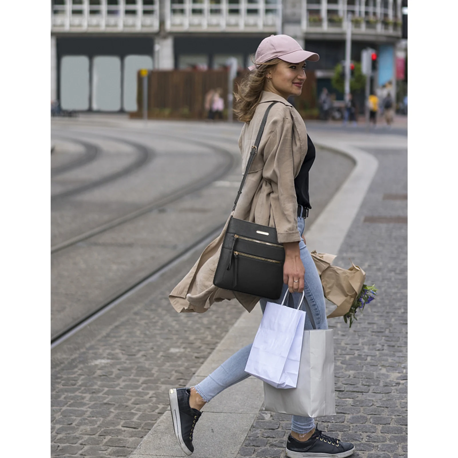 Lotty Chic and Versatile Vegan Leather Casual Satchel Bag - Crossbody Shoulder Bag Purse - Image 9