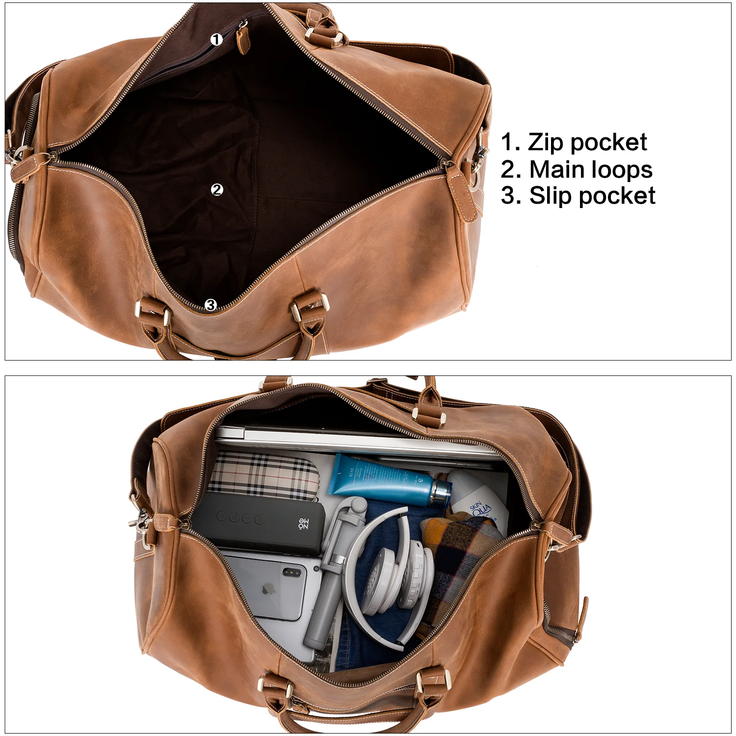 Vixen Large Leather Duffle Bag for the Modern Traveller - Image 6
