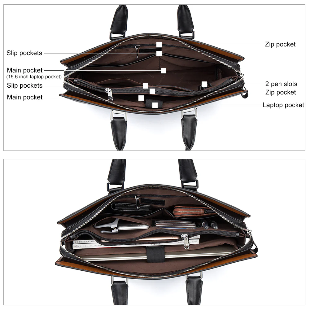 Machk  Leather Laptop Briefcase - Image 3
