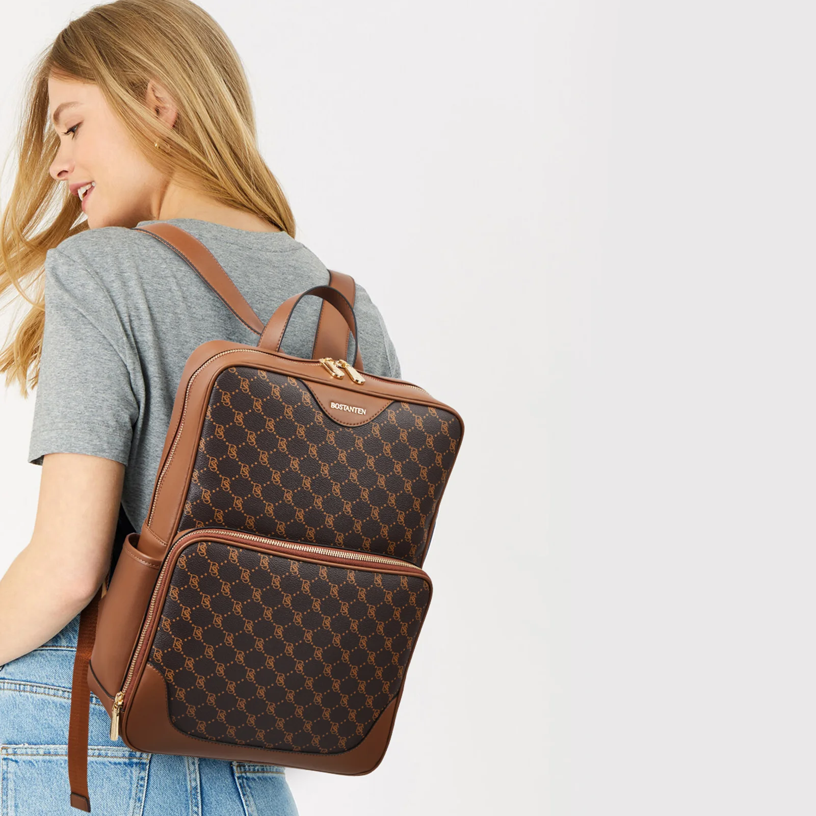 Baish Nappa Pattern Italian Leather Backpack for Women - Image 2