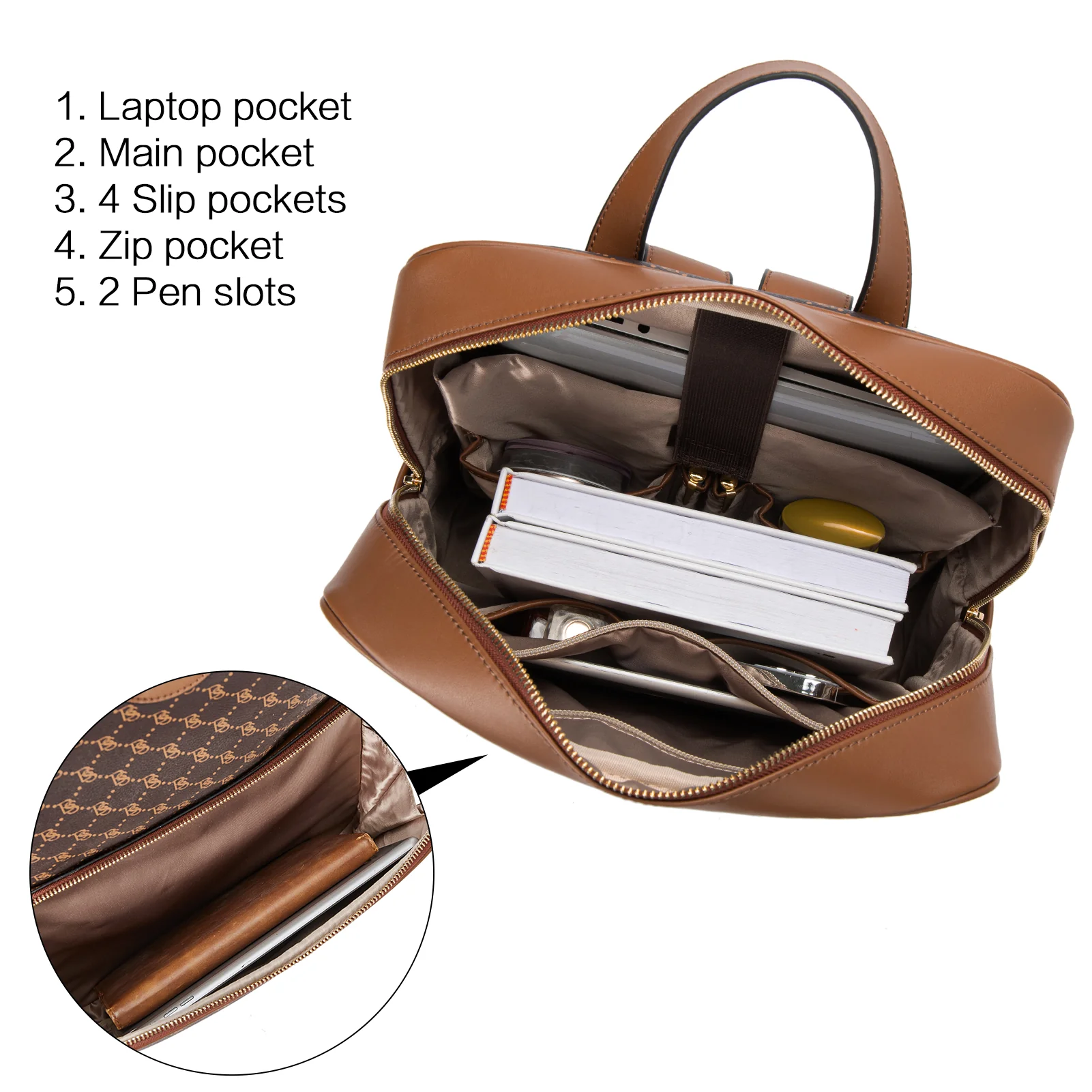 Baish Nappa Pattern Italian Leather Backpack for Women - Image 4