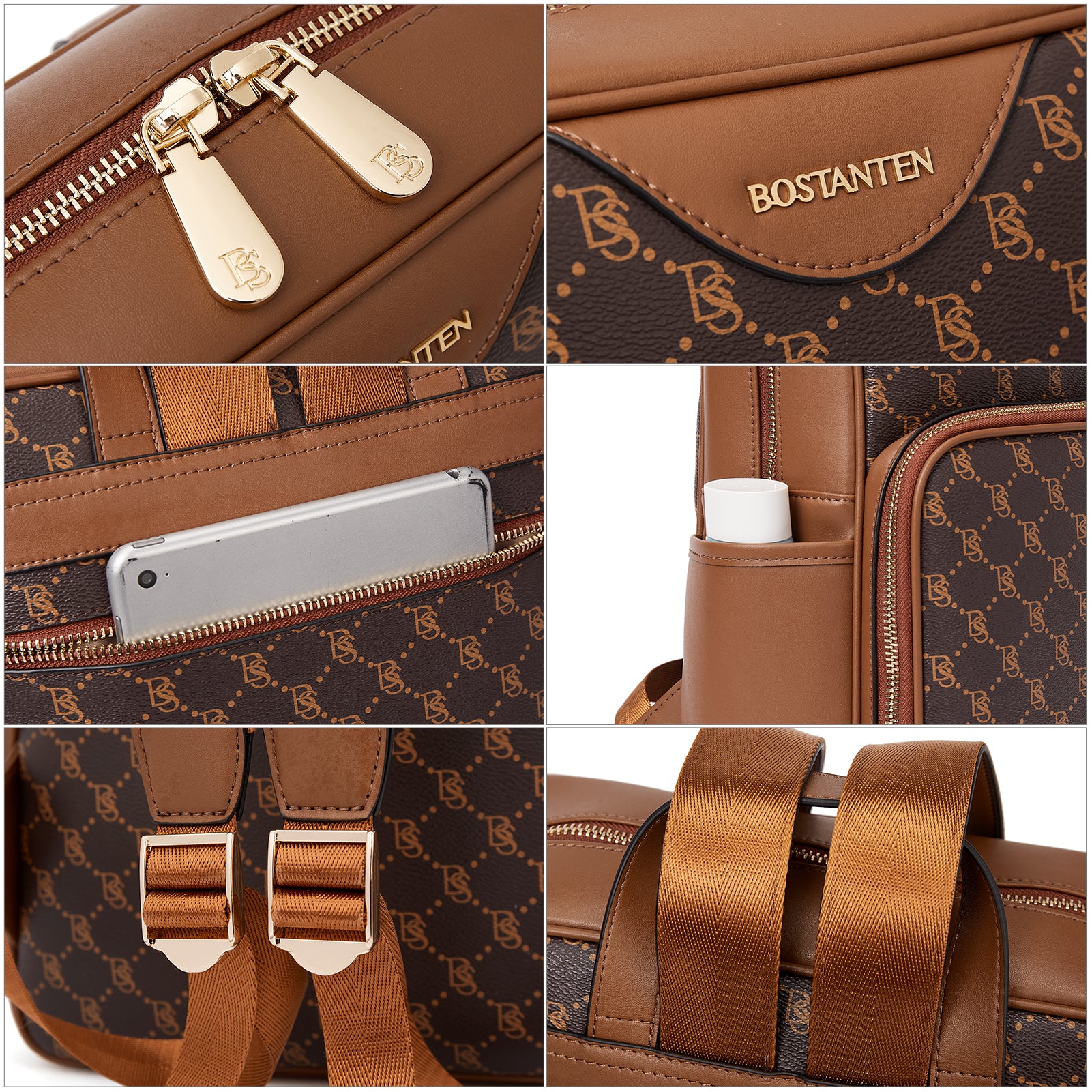 Baish Nappa Pattern Italian Leather Backpack for Women - Image 5