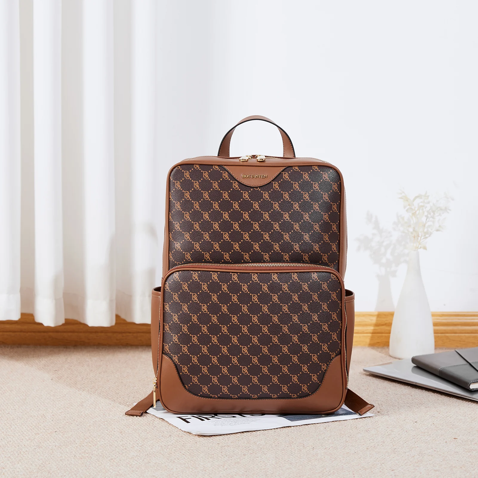 Baish Nappa Pattern Italian Leather Backpack for Women - Image 7