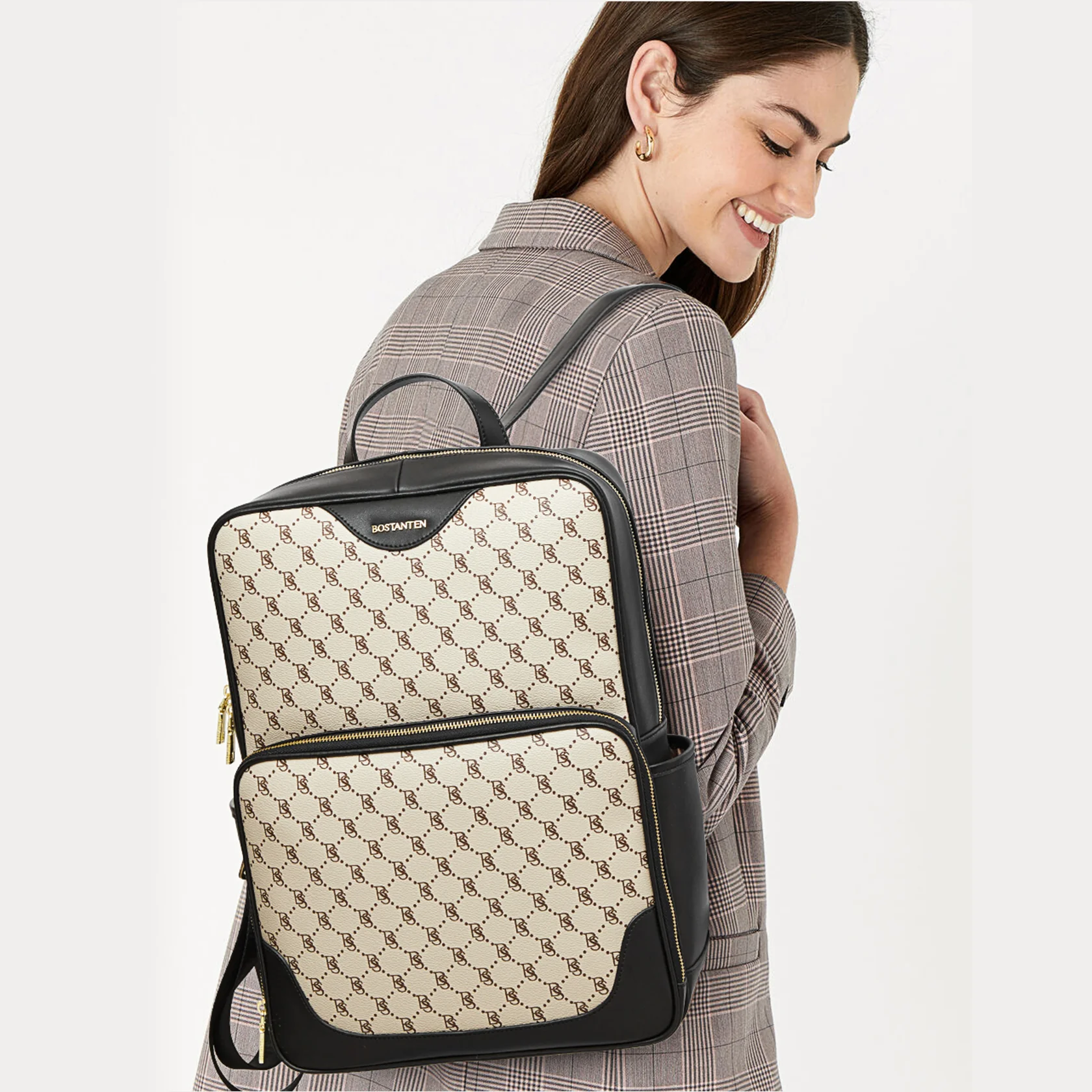 Baish Nappa Pattern Italian Leather Backpack for Women - Image 9