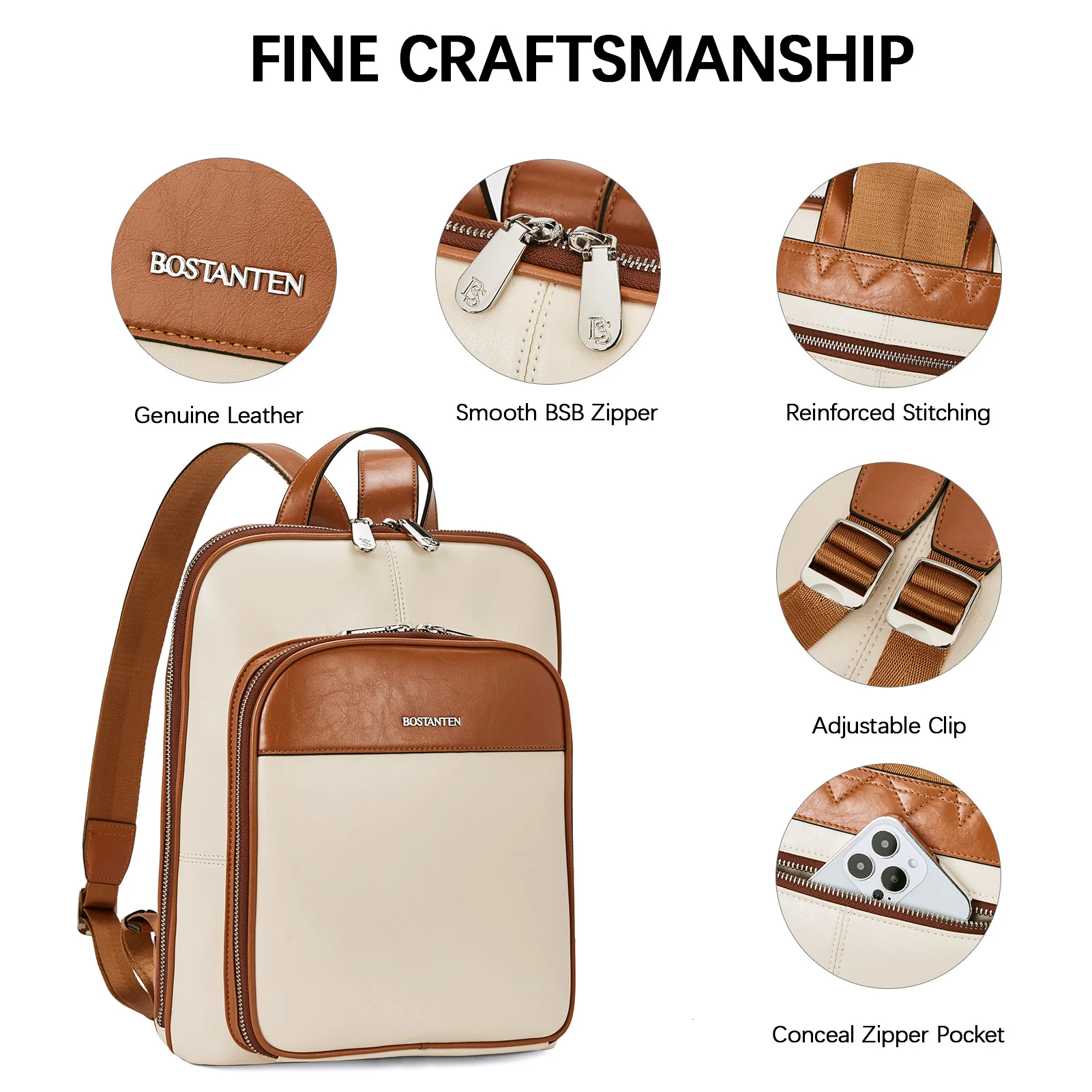 Vrba Genuine Leather Backpack Purse — Courage - Image 11