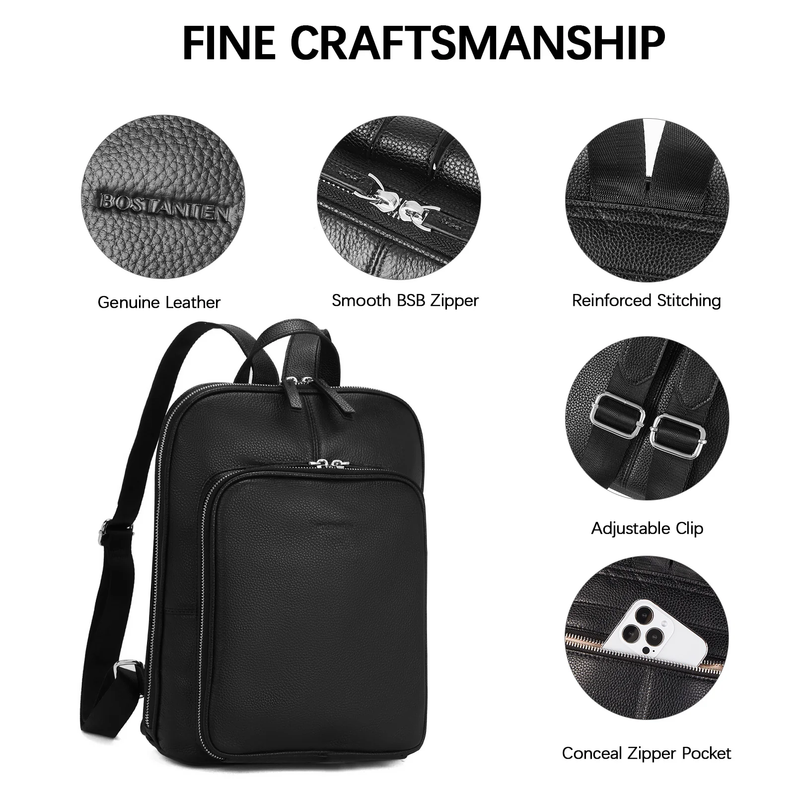 Vrba Genuine Leather Backpack Purse — Courage - Image 17