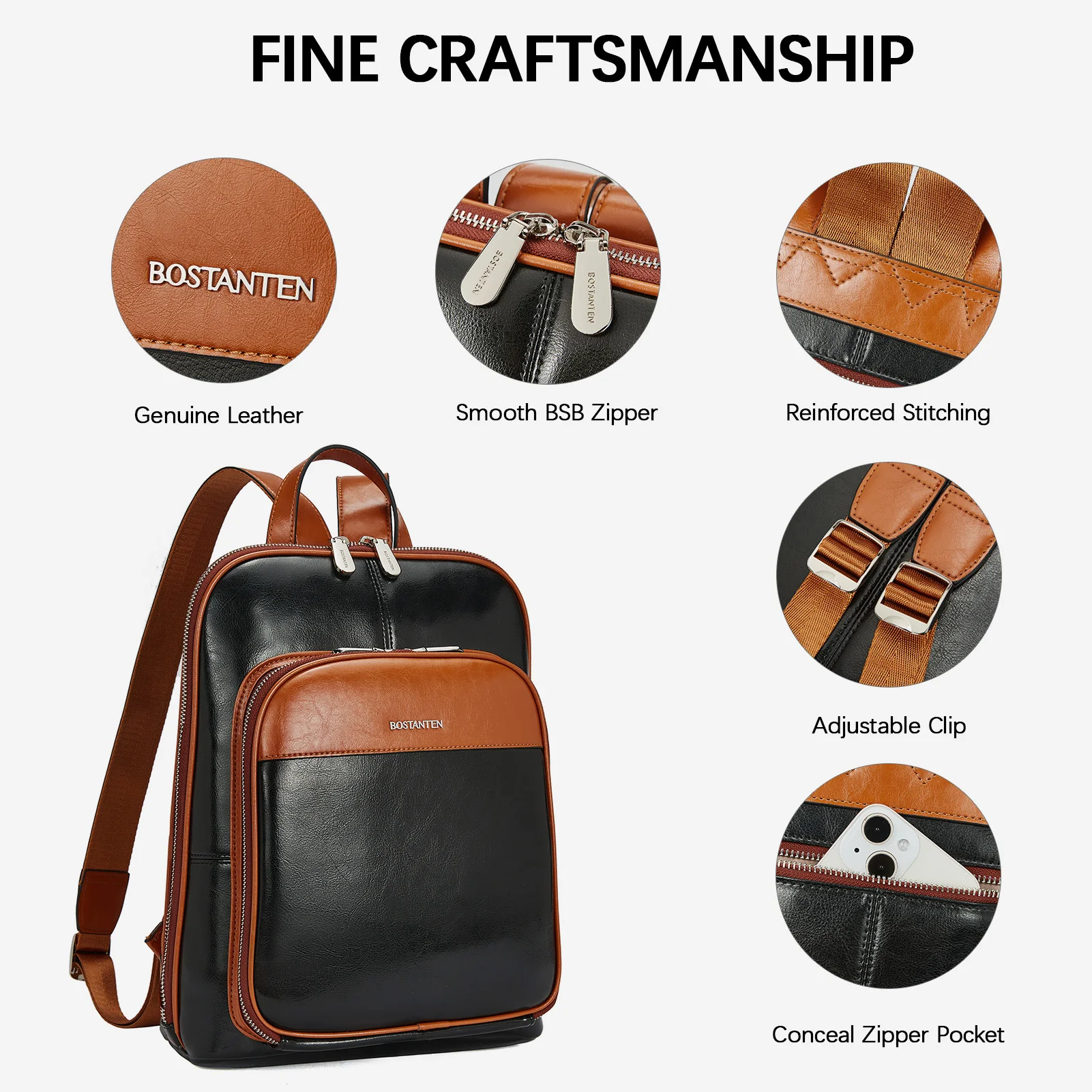 Vrba Genuine Leather Backpack Purse — Courage - Image 5