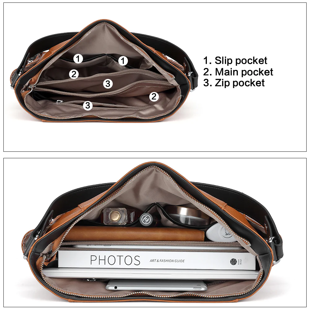 Kweli Multi-Functional Convertible Hobo Shoulder Bag with Handy Side Zipper Pocket - Image 11