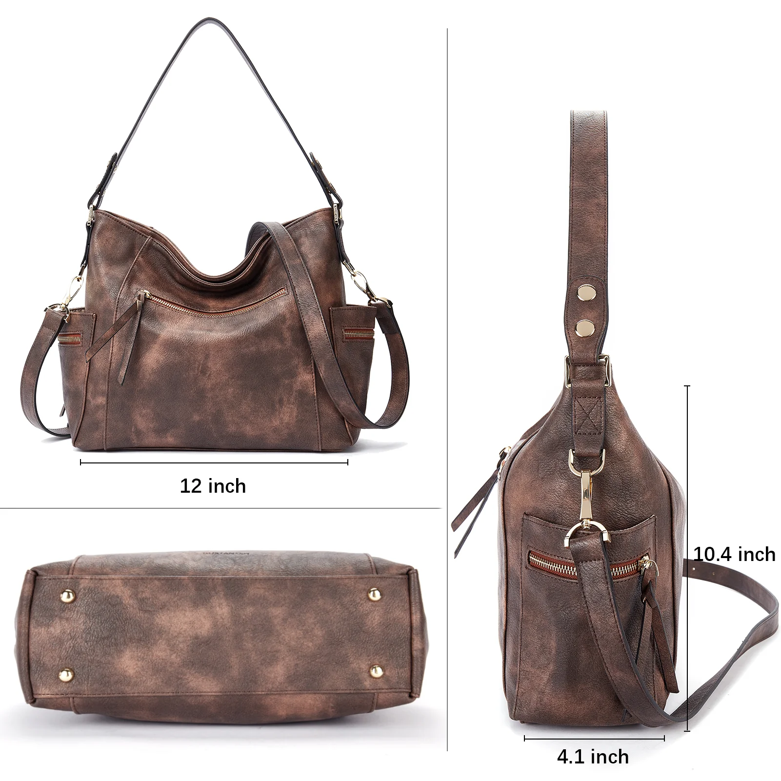 BOSTANTEN Genuine Leather Hobo Handbags Designer Shoulder Tote Purses Crossbody Large Bag for Women - Image 2
