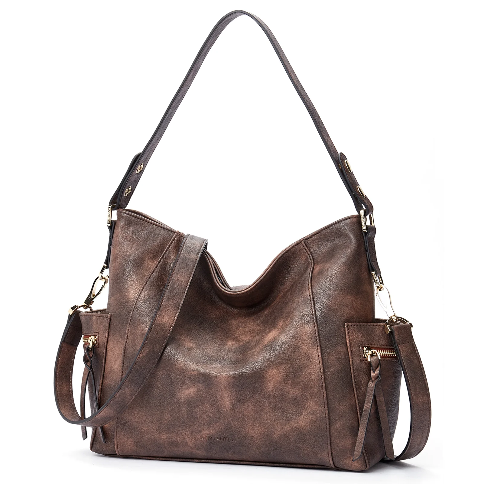 BOSTANTEN Genuine Leather Hobo Handbags Designer Shoulder Tote Purses Crossbody Large Bag for Women - Image 6