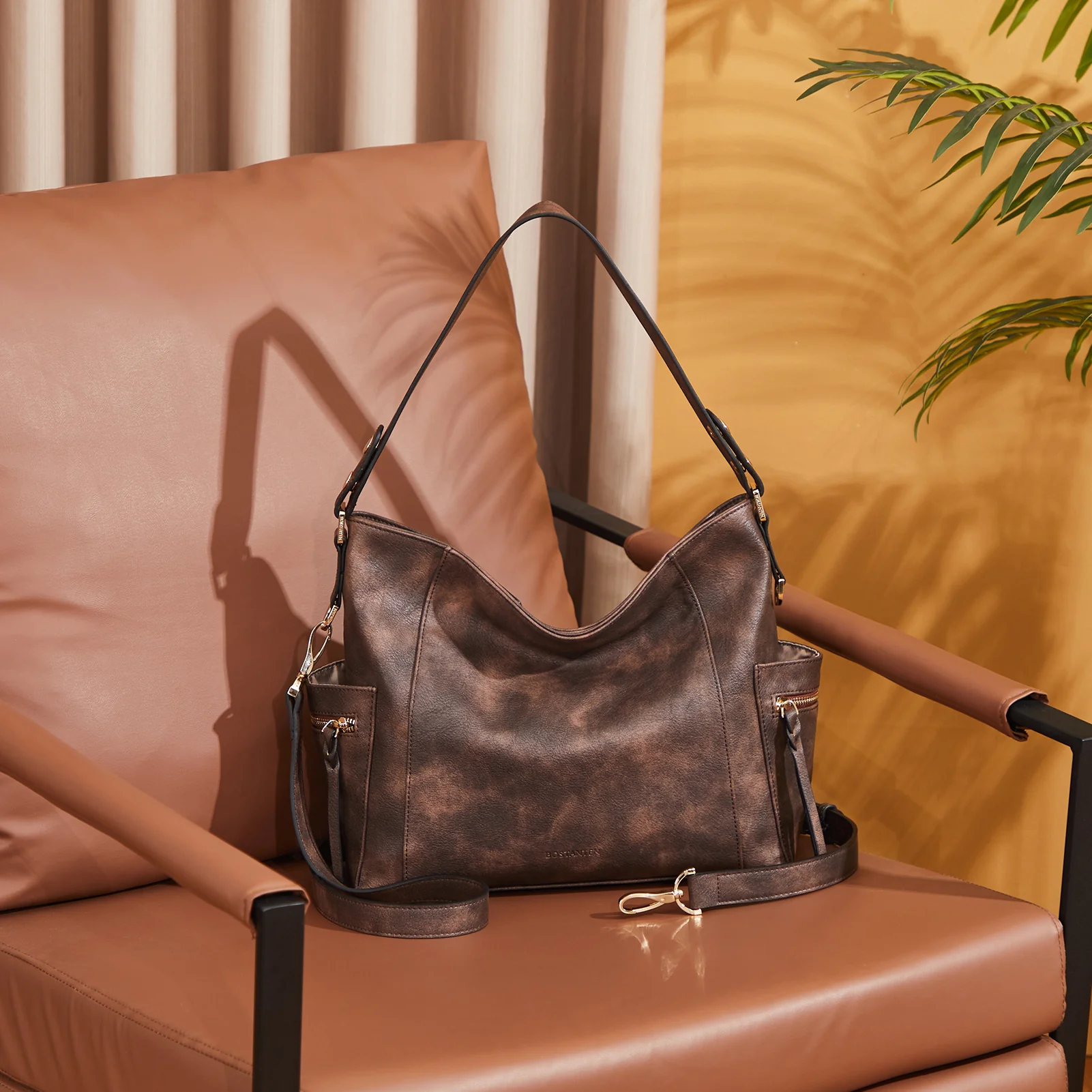 BOSTANTEN Genuine Leather Hobo Handbags Designer Shoulder Tote Purses Crossbody Large Bag for Women - Image 7
