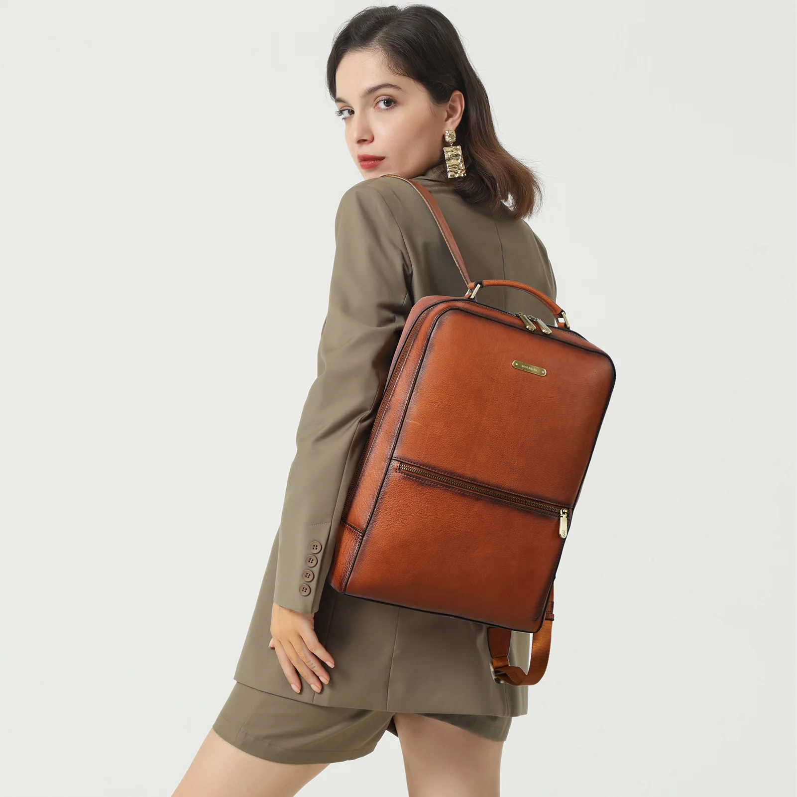 Nombongo Handmade Brown Vintage Leather Backpack - Image 2