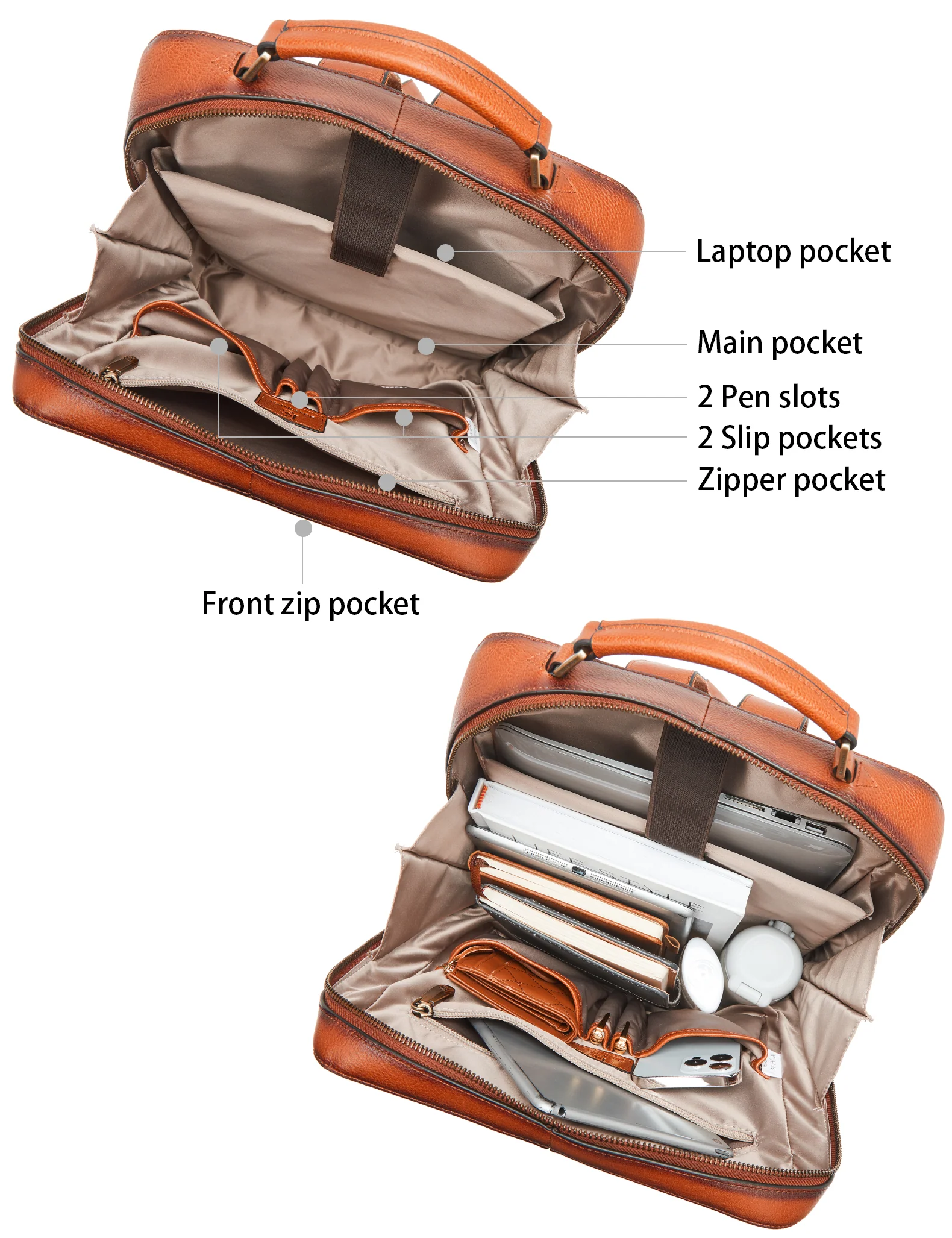 Nombongo Handmade Brown Vintage Leather Backpack - Image 4