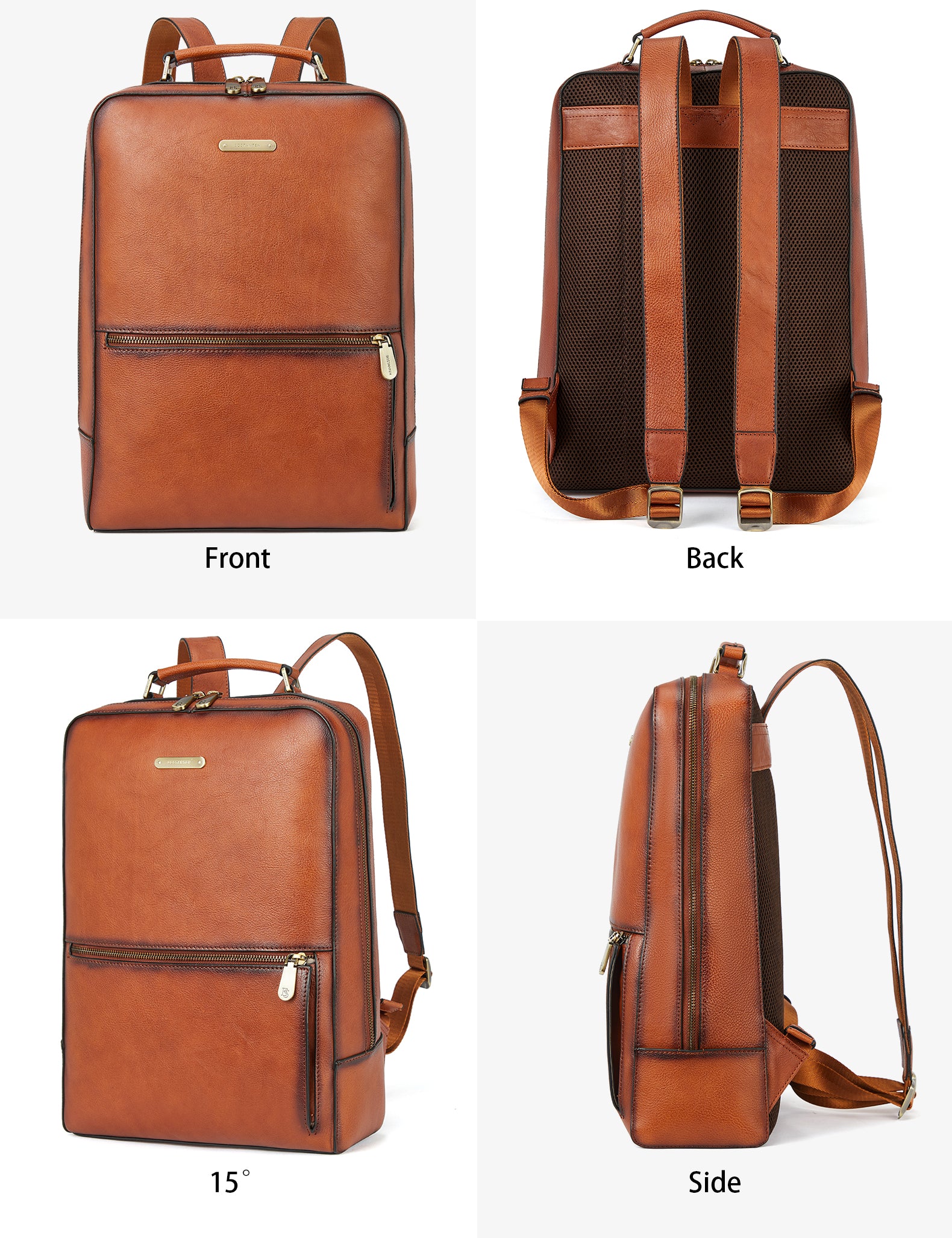 Nombongo Handmade Brown Vintage Leather Backpack - Image 6