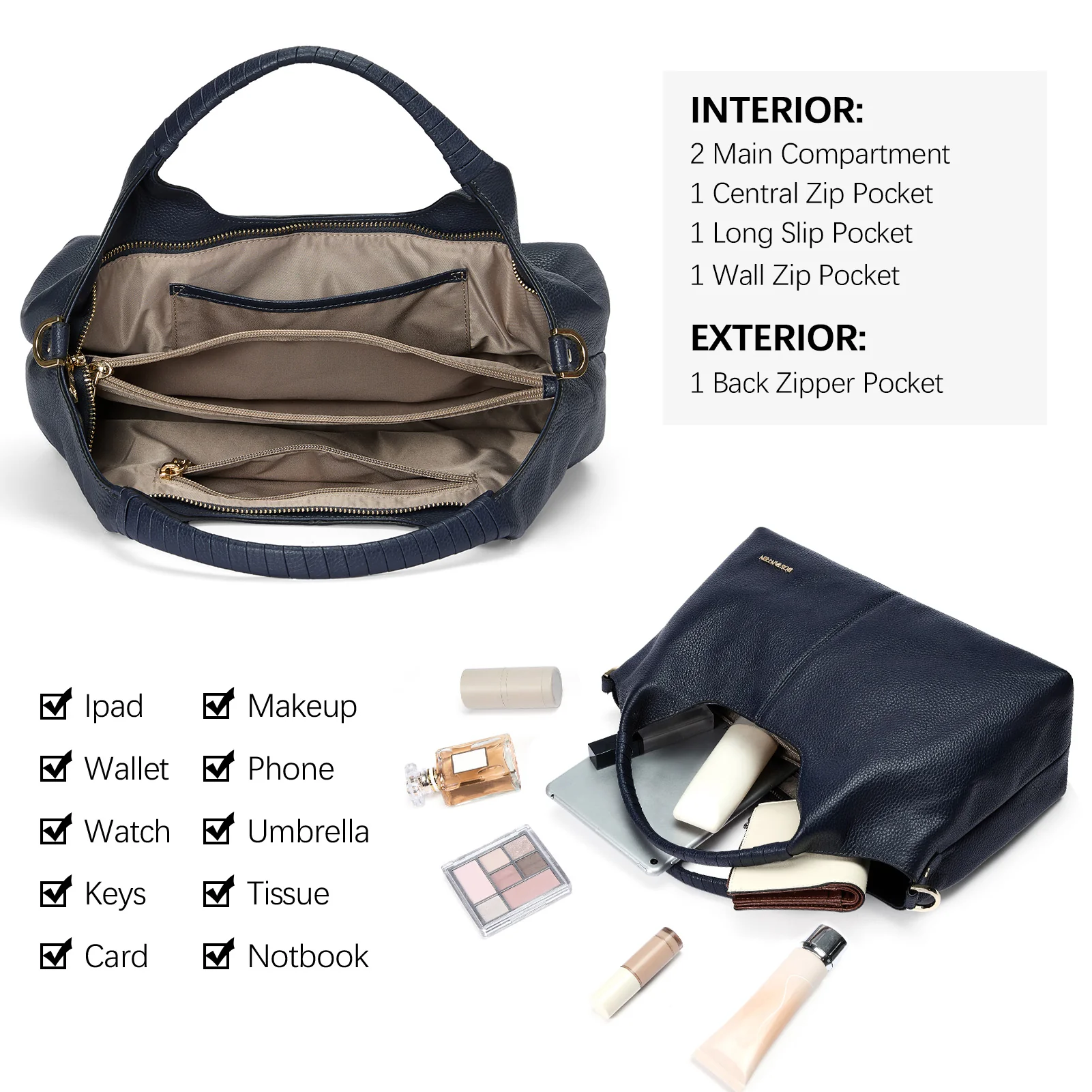 Nevin Genuine Leather Satchel Hobo Top Handle Tote Handbags - Image 43