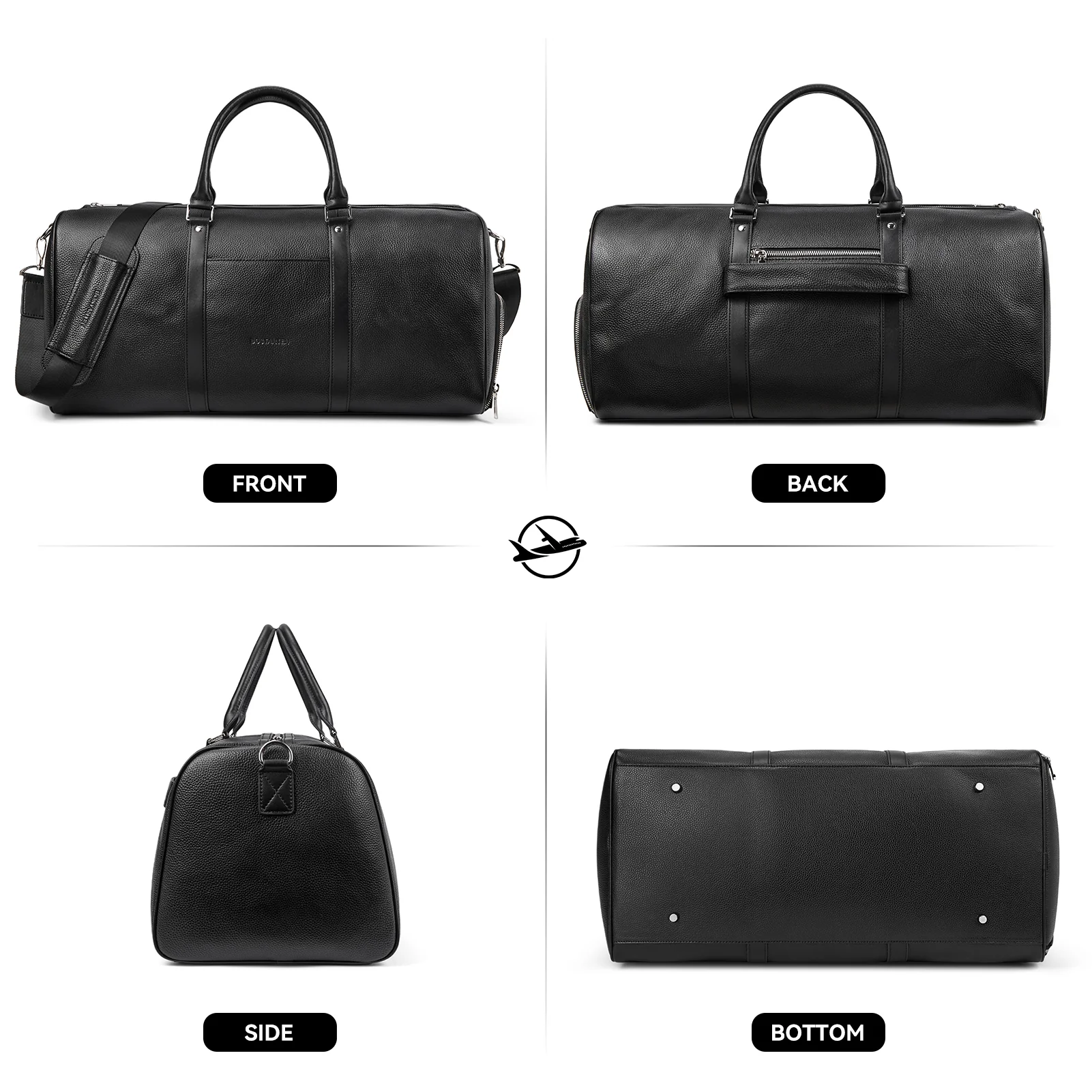 Vixen Oversized Leather Duffle Bag With Shoes Compartment - Image 10