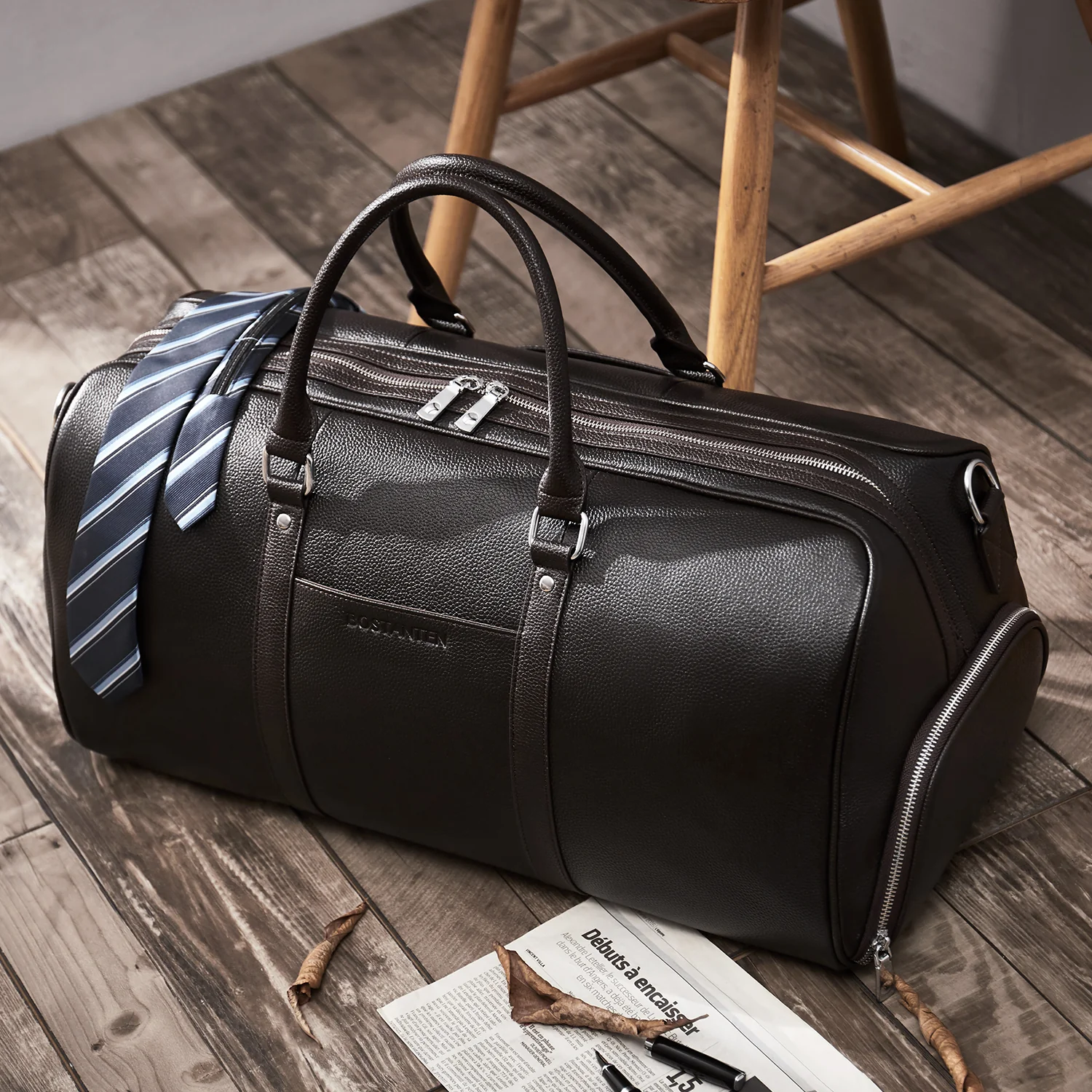 Vixen Oversized Leather Duffle Bag With Shoes Compartment - Image 13