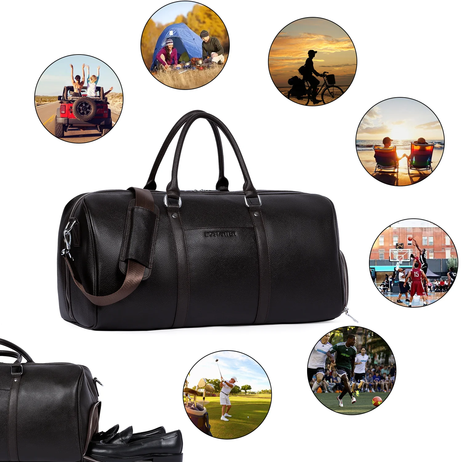 Vixen Oversized Leather Duffle Bag With Shoes Compartment - Image 17