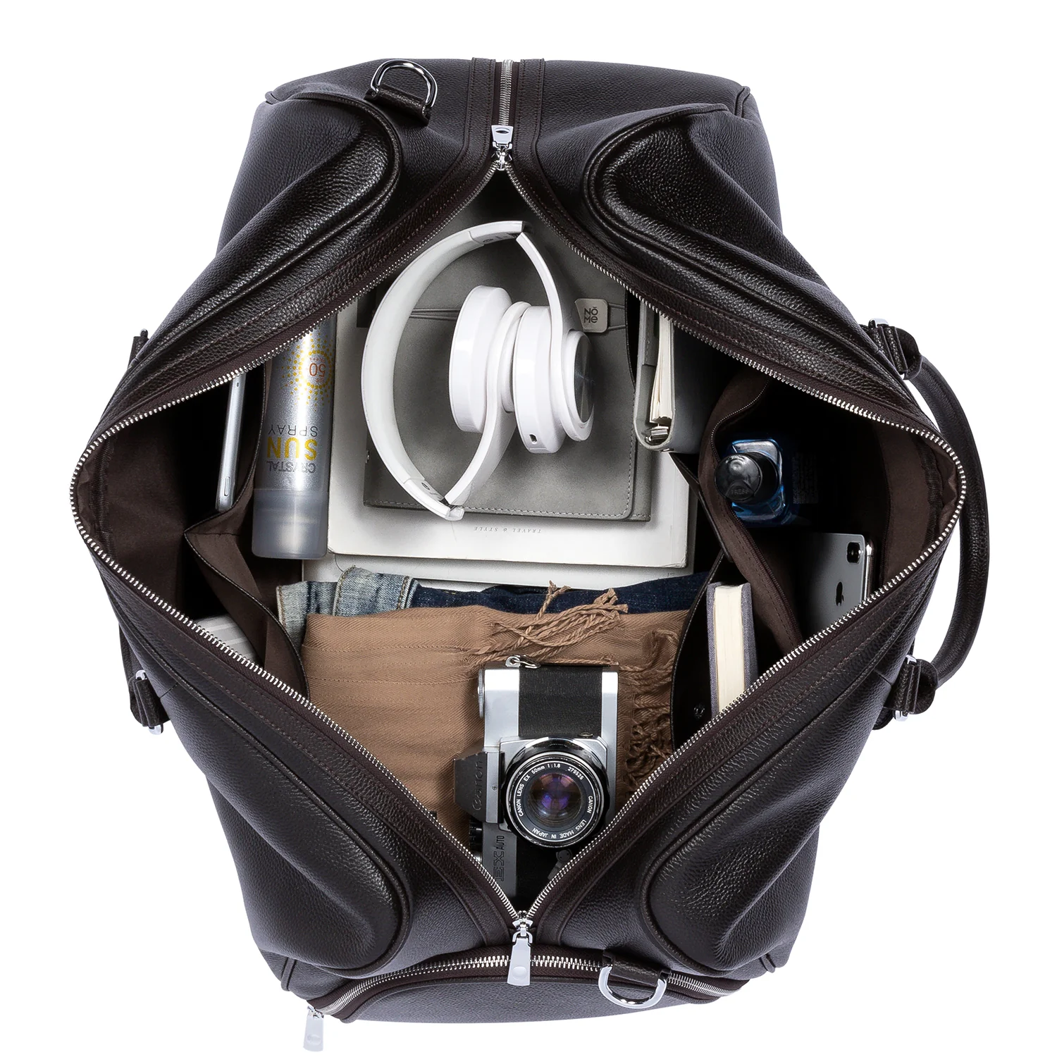 Vixen Oversized Leather Duffle Bag With Shoes Compartment - Image 18