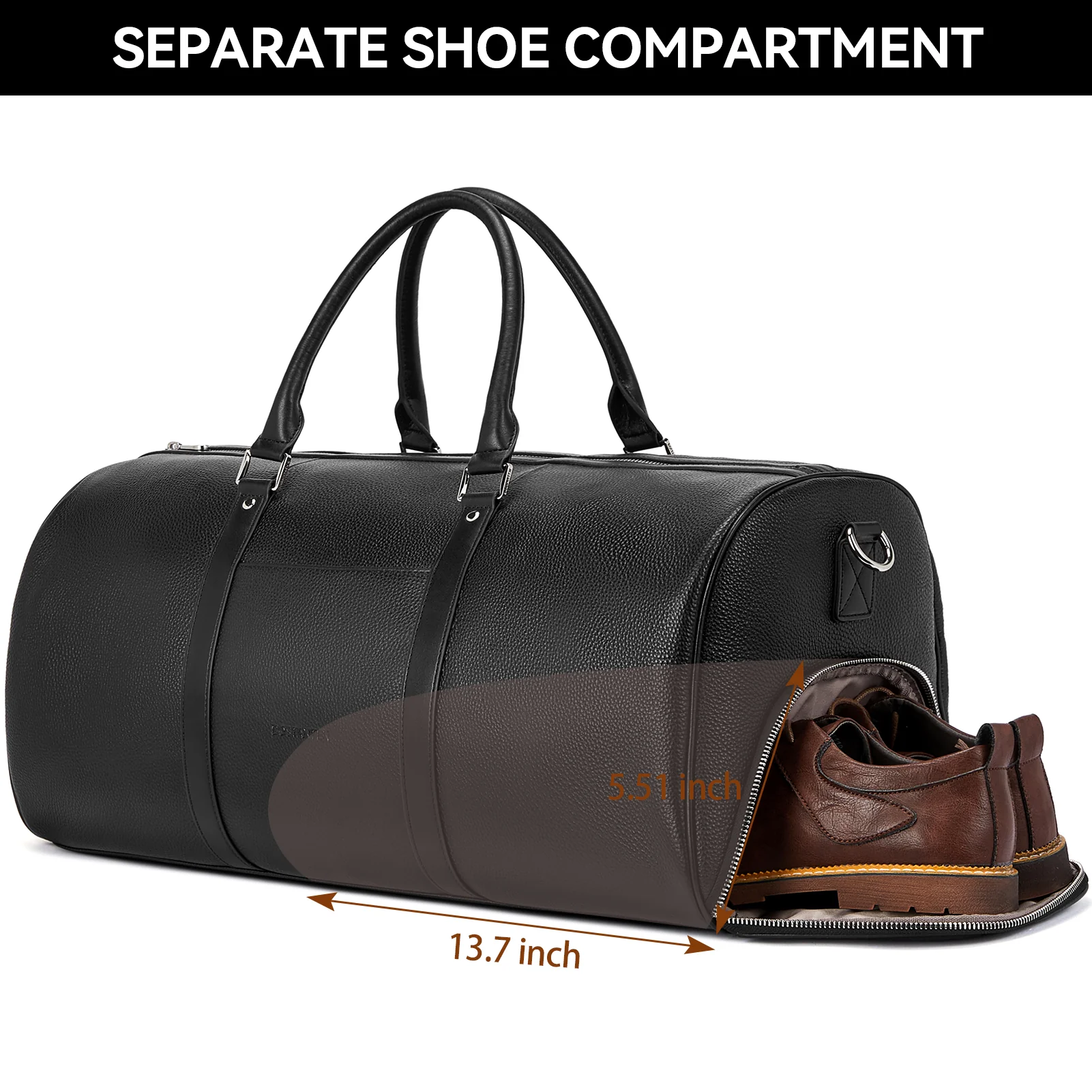 Vixen Oversized Leather Duffle Bag With Shoes Compartment - Image 5