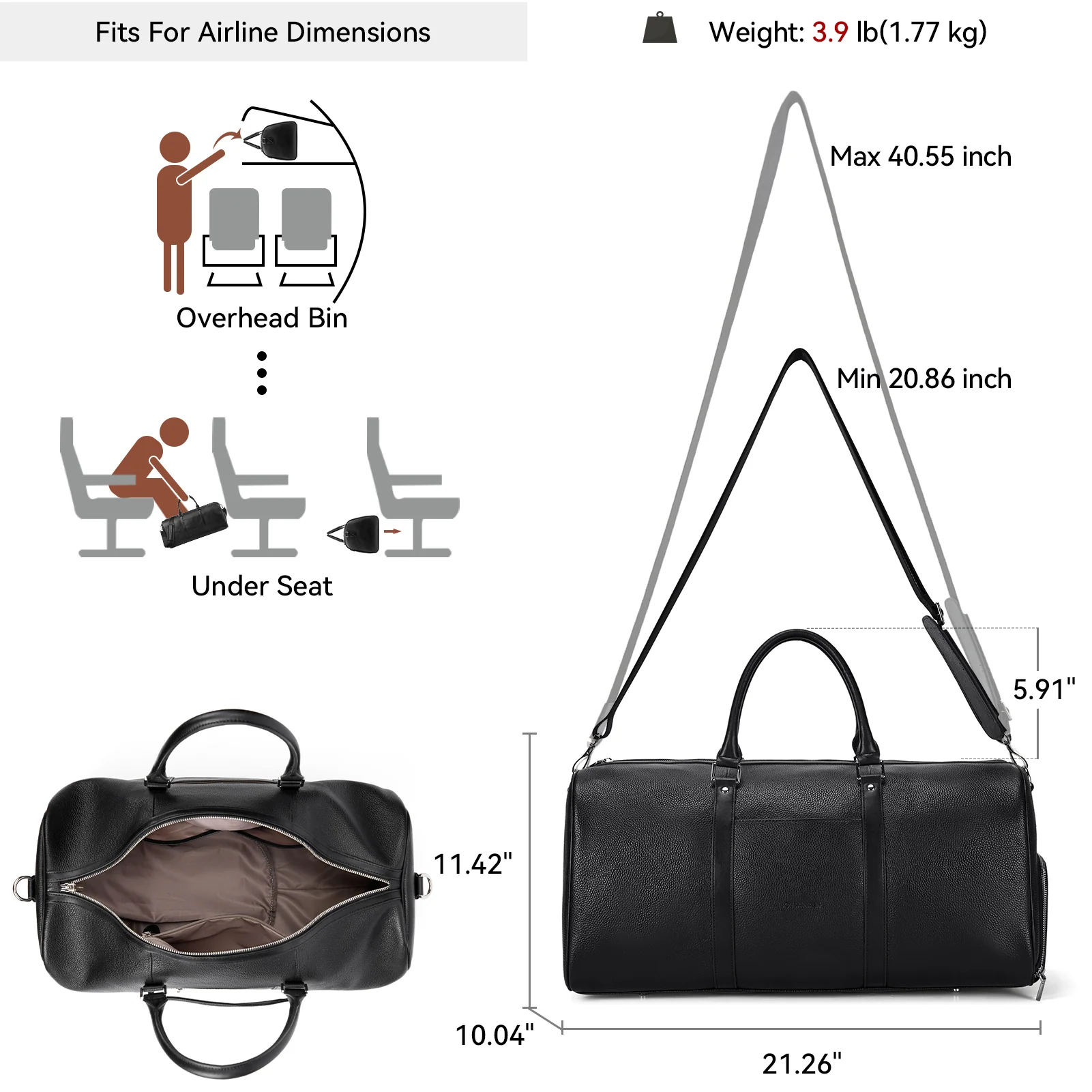 Vixen Oversized Leather Duffle Bag With Shoes Compartment - Image 6