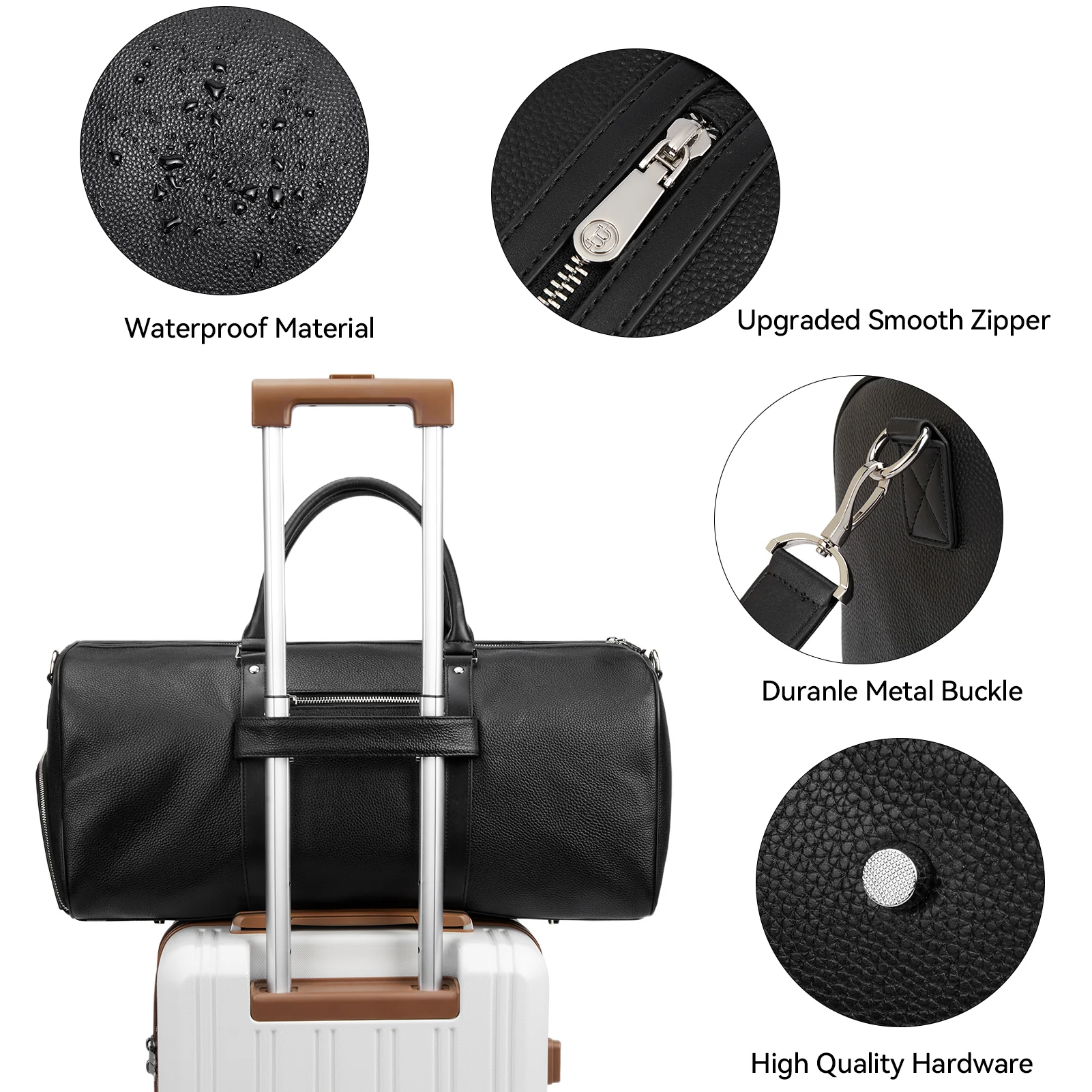 Vixen Oversized Leather Duffle Bag With Shoes Compartment - Image 8