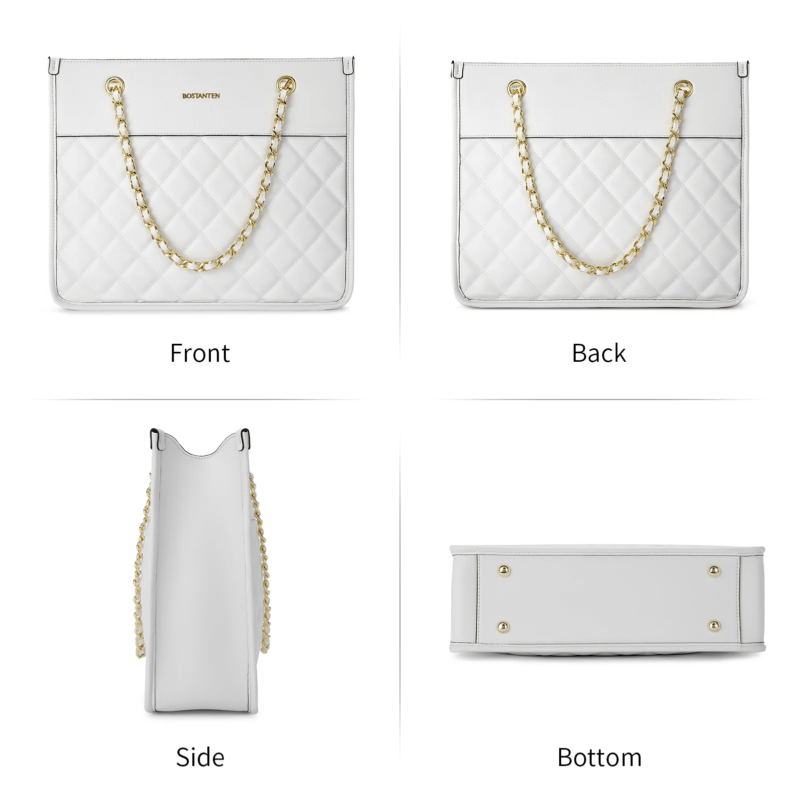 BOSTANTEN Handbags for Women Designer Leather Purses Quilted Shoulder Tote Bag with Chain Strap - Image 16