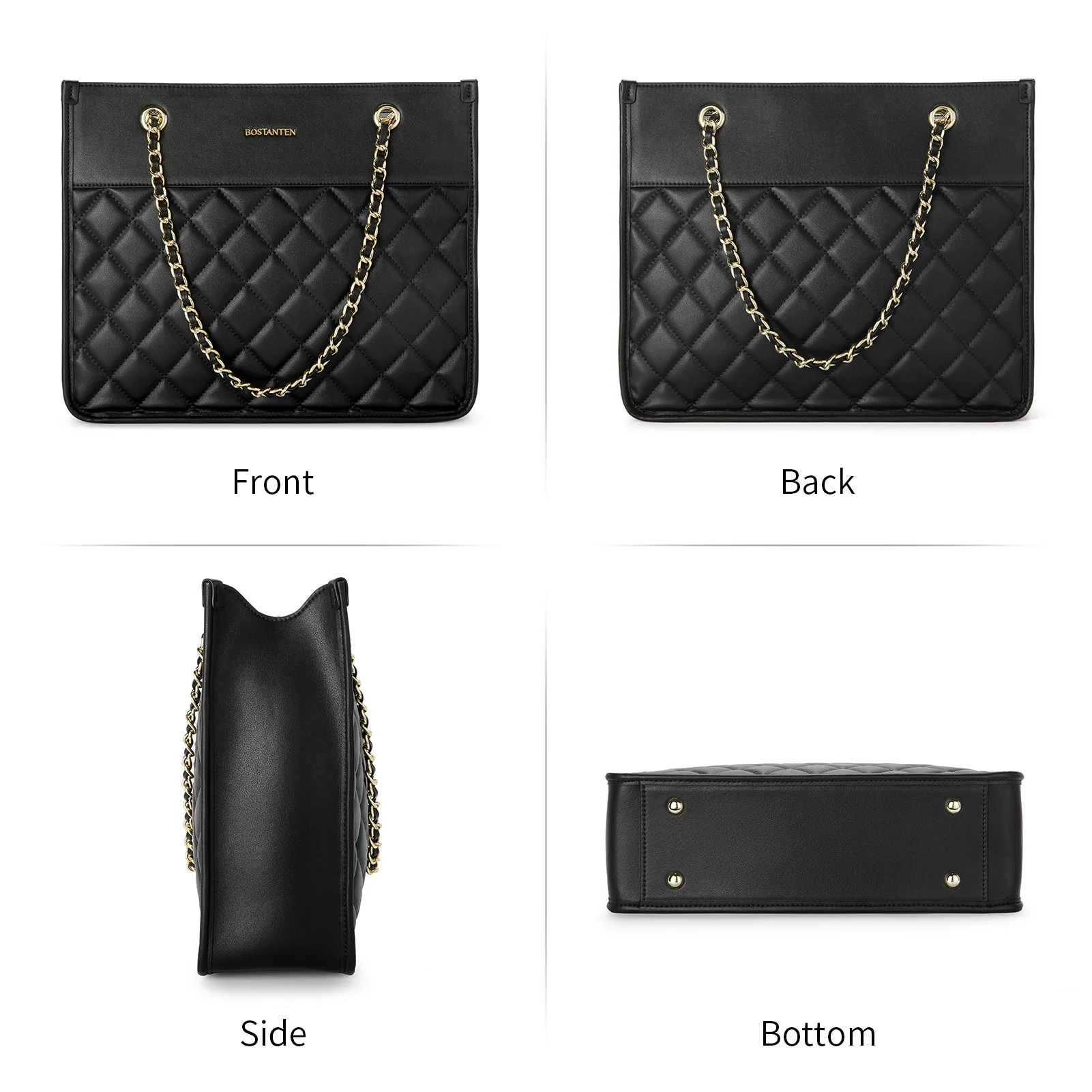BOSTANTEN Handbags for Women Designer Leather Purses Quilted Shoulder Tote Bag with Chain Strap - Image 8