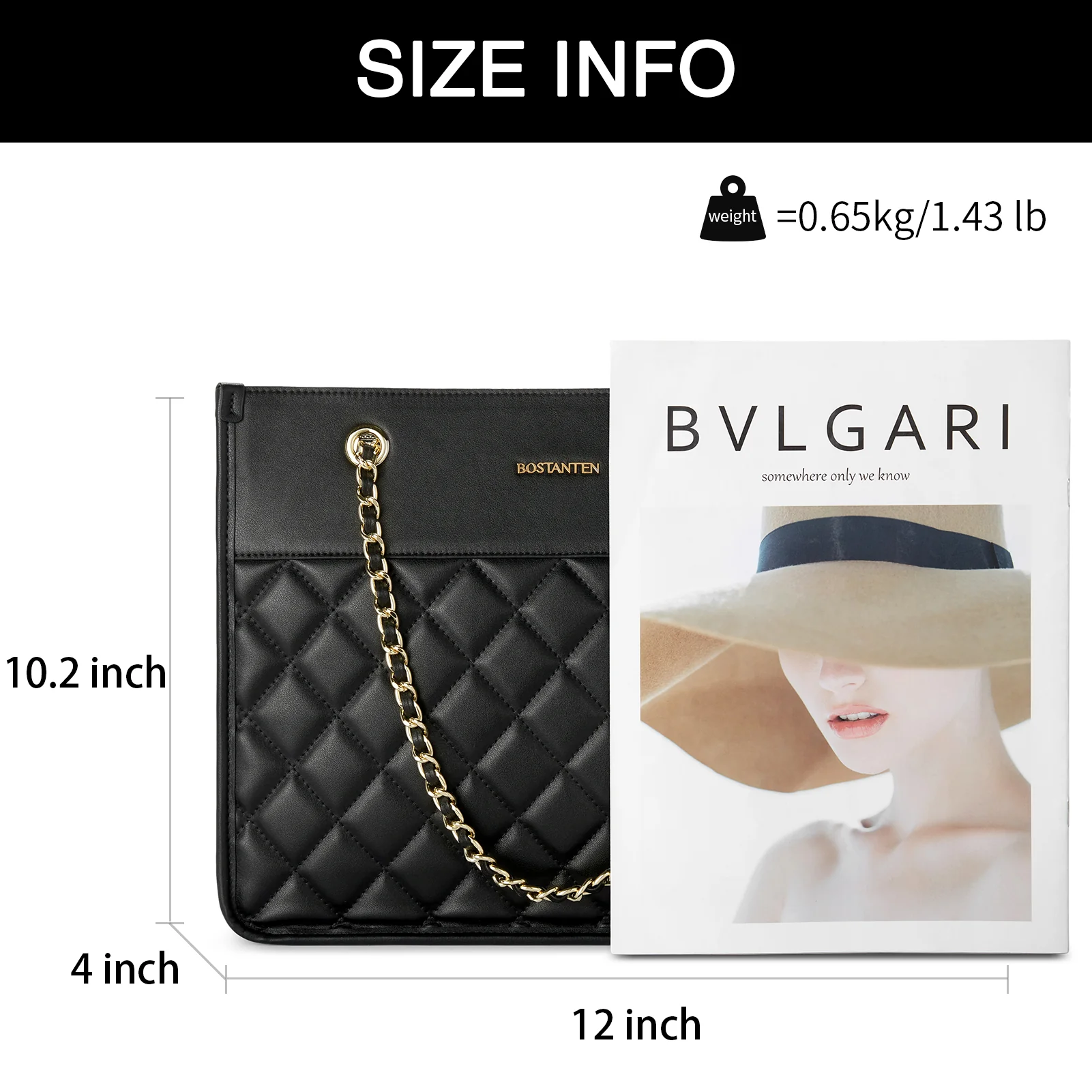 BOSTANTEN Handbags for Women Designer Leather Purses Quilted Shoulder Tote Bag with Chain Strap - Image 9