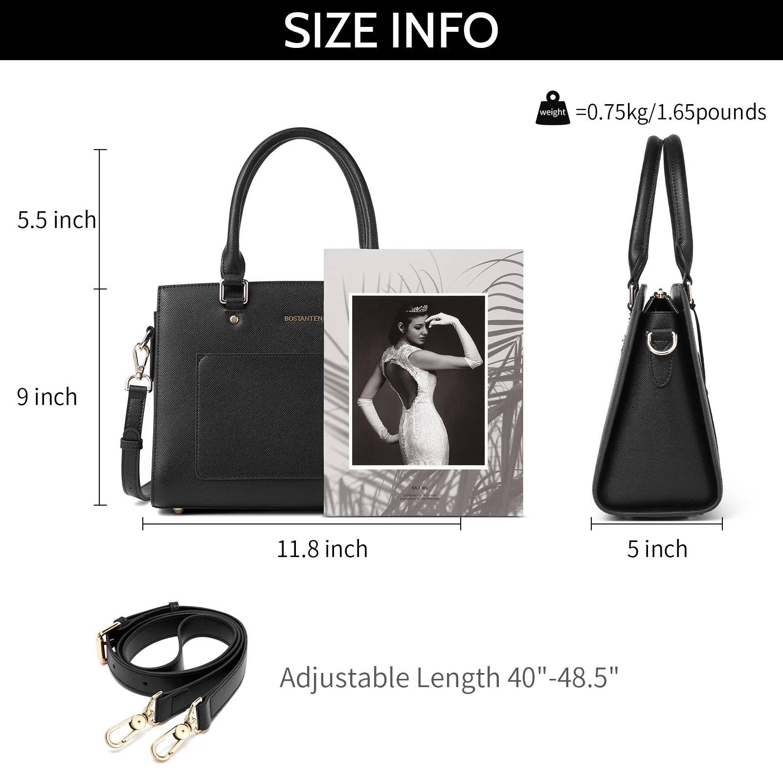 BOSTANTEN Women Top Handle Leather Tote Bag With Shoulder Strap - Image 5