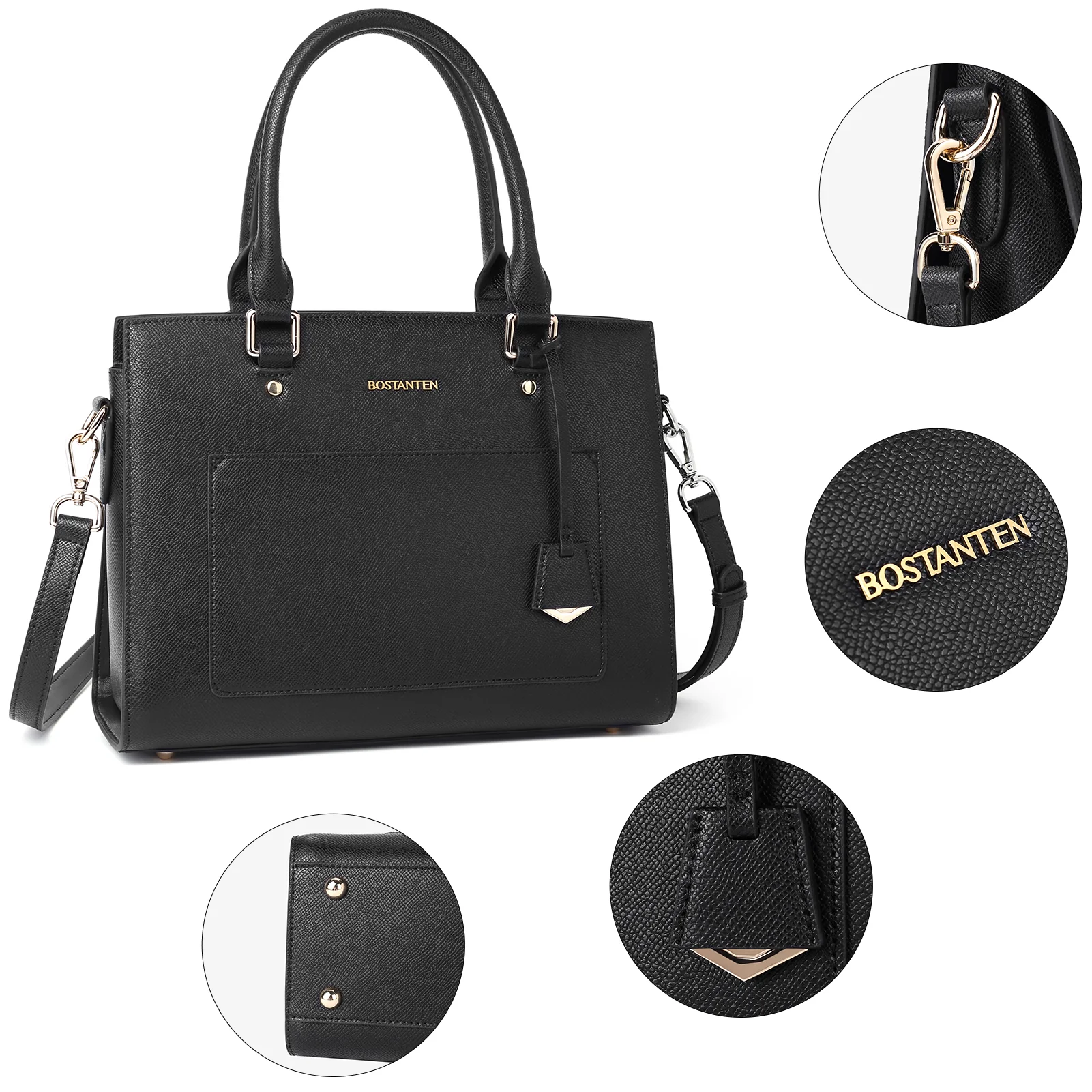 BOSTANTEN Women Top Handle Leather Tote Bag With Shoulder Strap - Image 6
