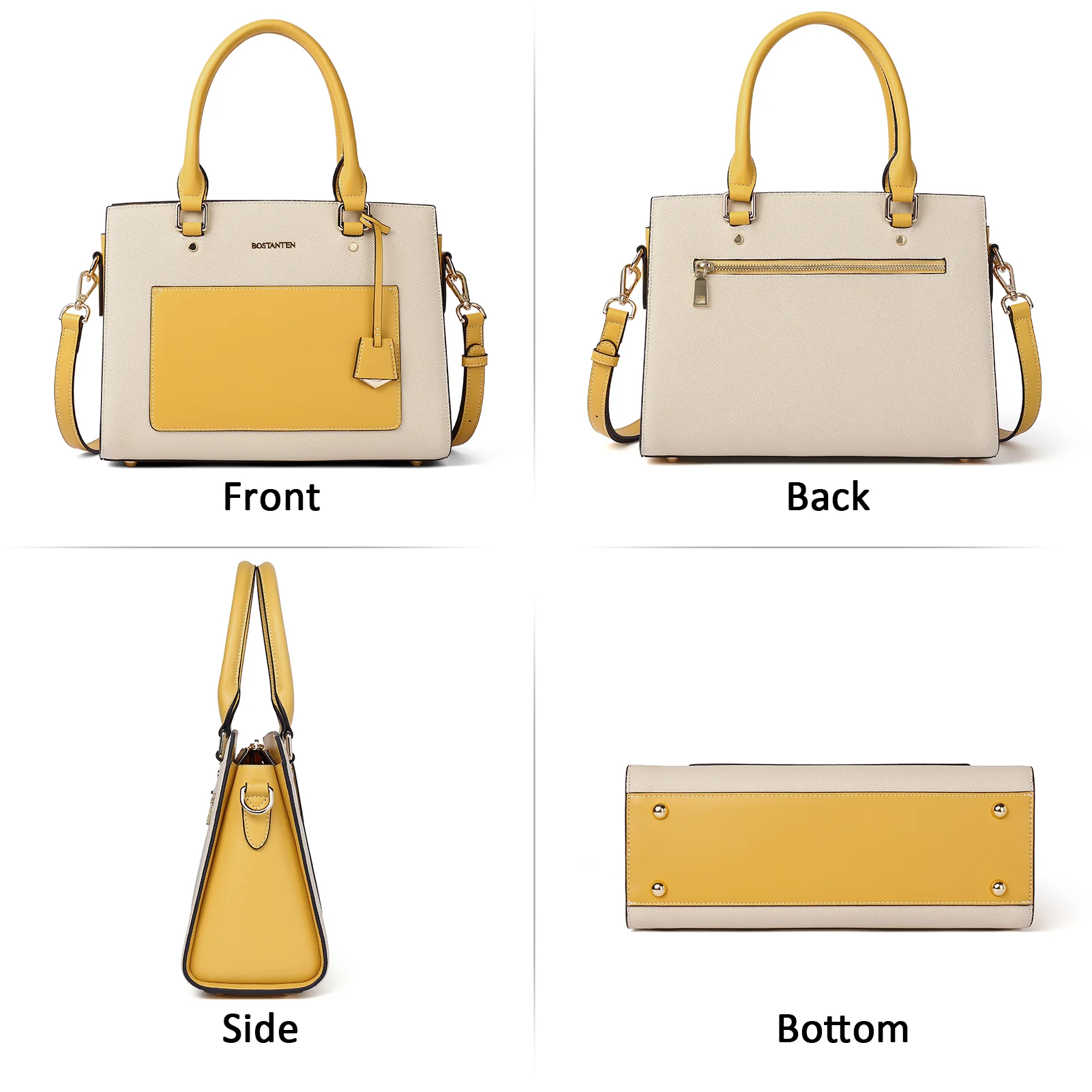BOSTANTEN Women Top Handle Leather Tote Bag With Shoulder Strap - Image 9