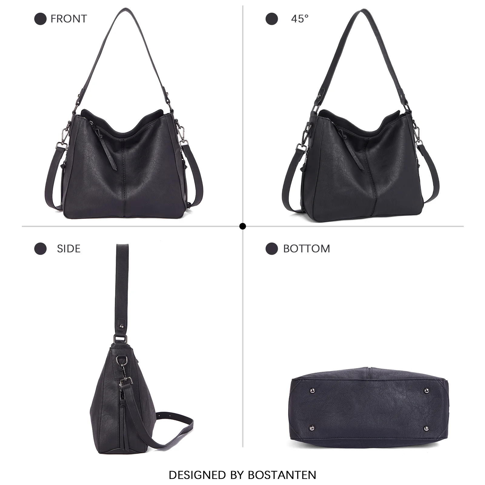 Kweli Large Stitch Detail Vegan Lether Hobo Bag - Image 14